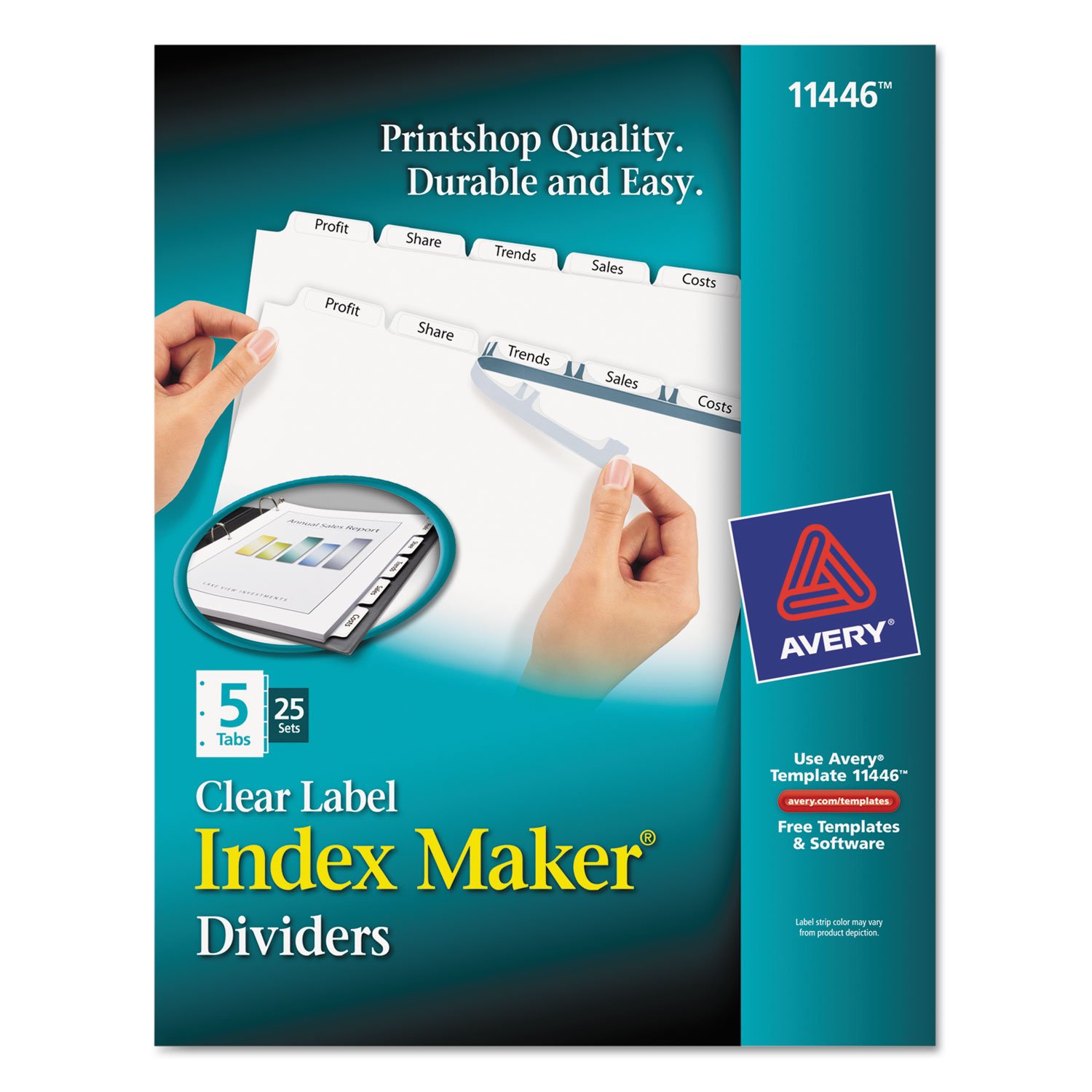 Avery Index Maker Clear Label Divider Tabs - 5-Tab Set for Organizing Files, Folders, and Documents - Perfect for Office, School, and Home Organization