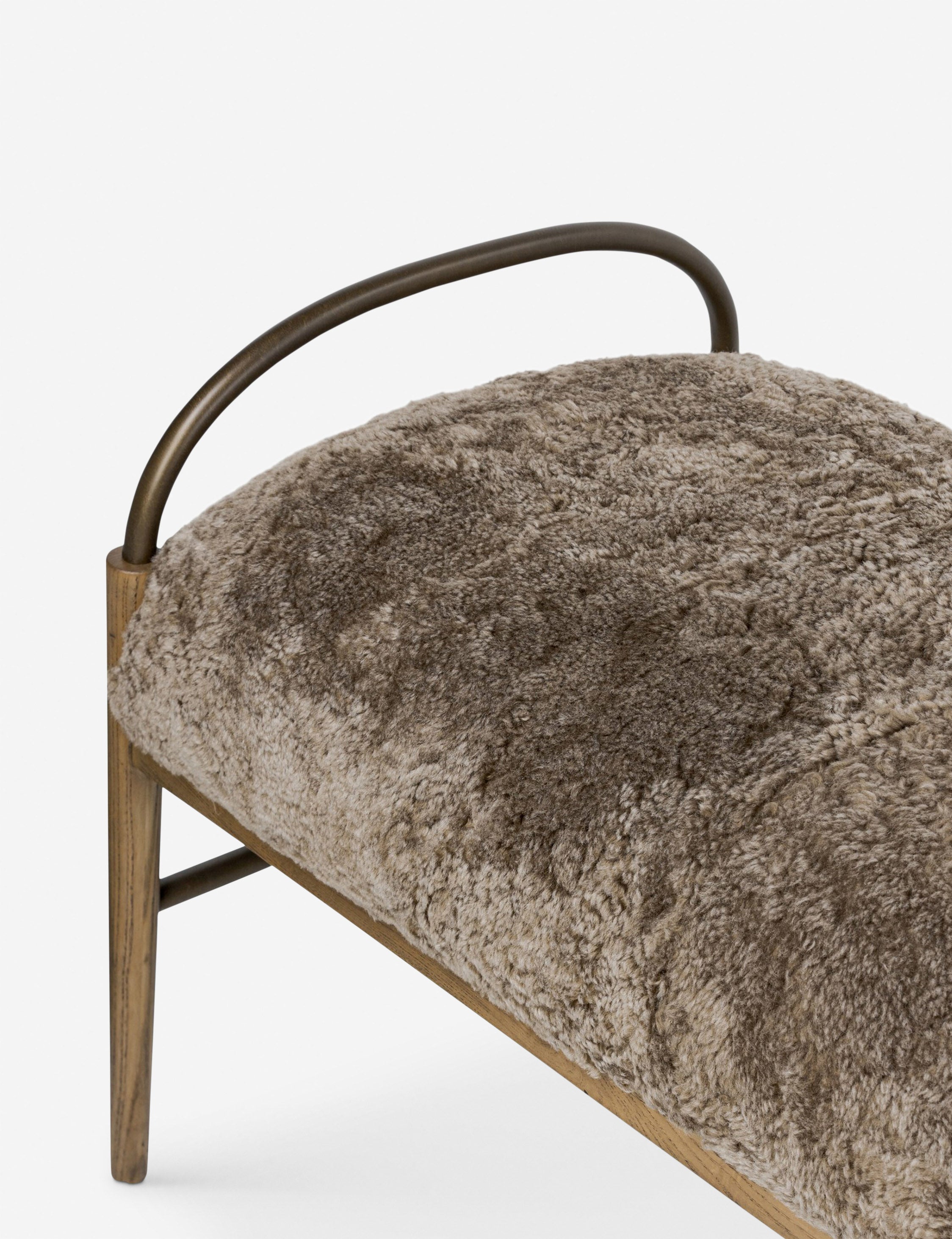 Amber Lewis x Four Hands Demi Bench - Modern Wooden Entryway Bench with Upholstered Seat, Stylish Home Decor for Living Room, Bedroom, or Hallway