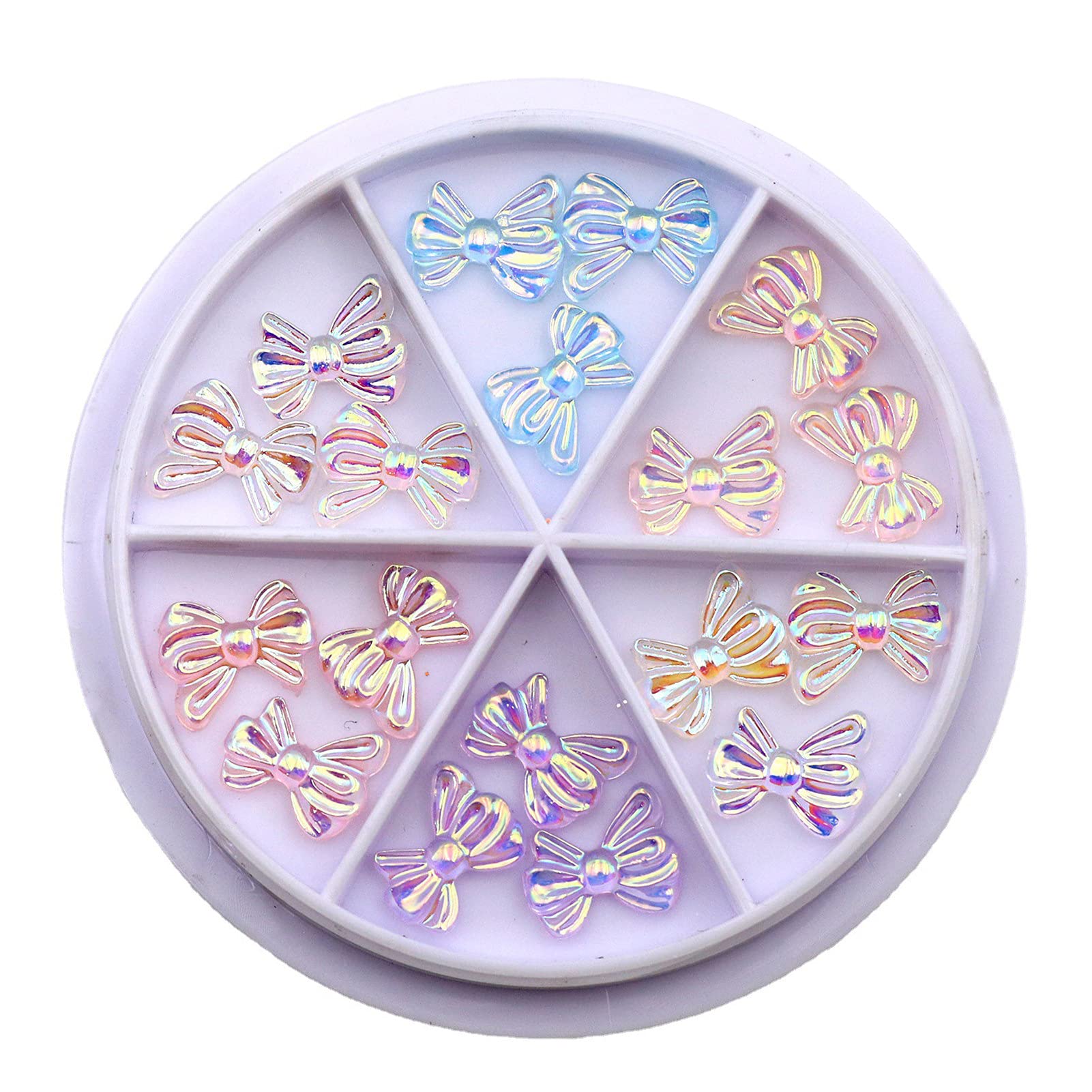 Aurora Nail Bowknot Decorations - 1 Box 3D Acrylic Glitter Nail Art Bows for Women, DIY Nail Salon Accessories, Perfect for Wedding, Party & Special Occasion Nail Designs