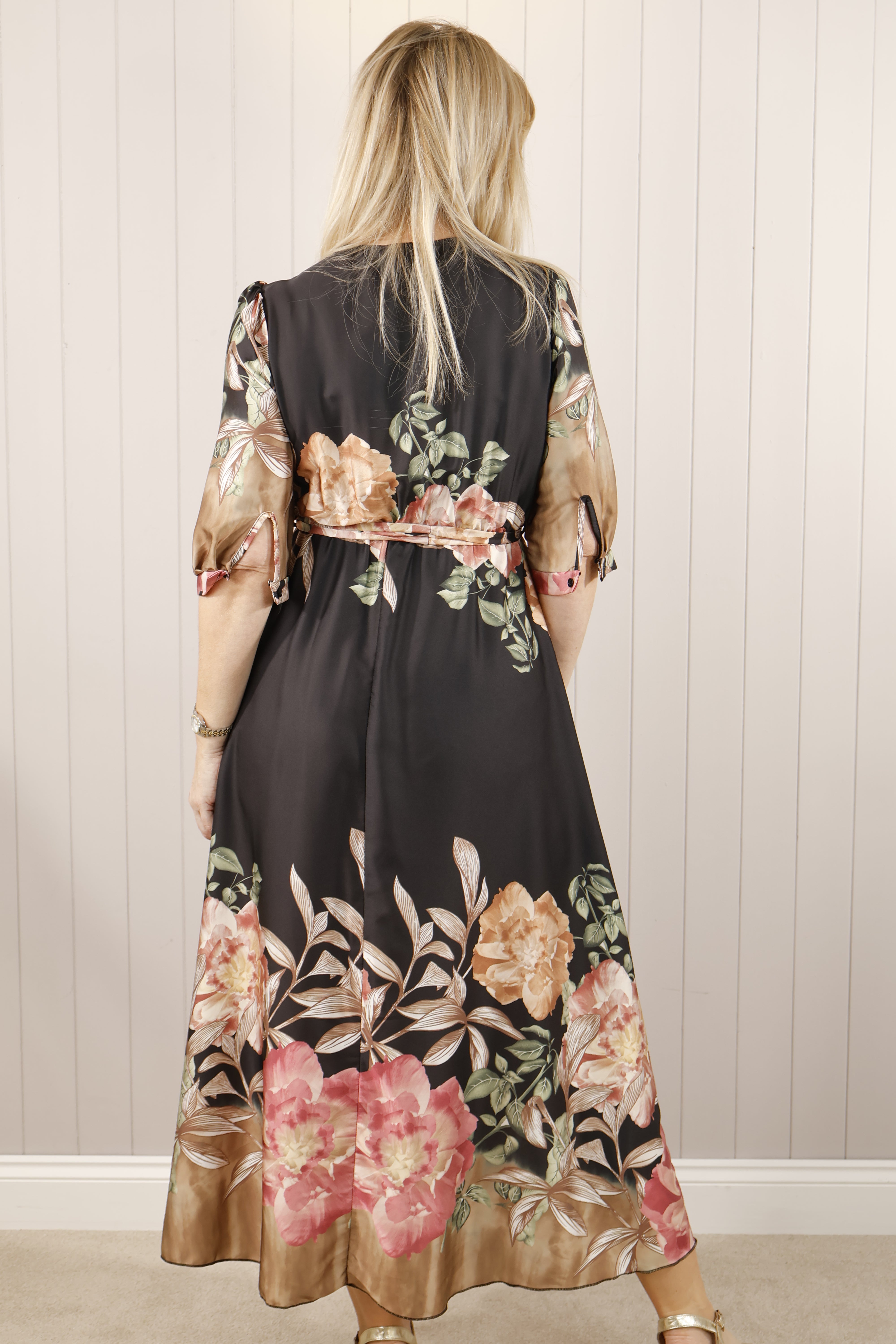 Nicole Floral Black Dress for Women - Elegant Summer Party, Wedding Guest & Casual Outfit