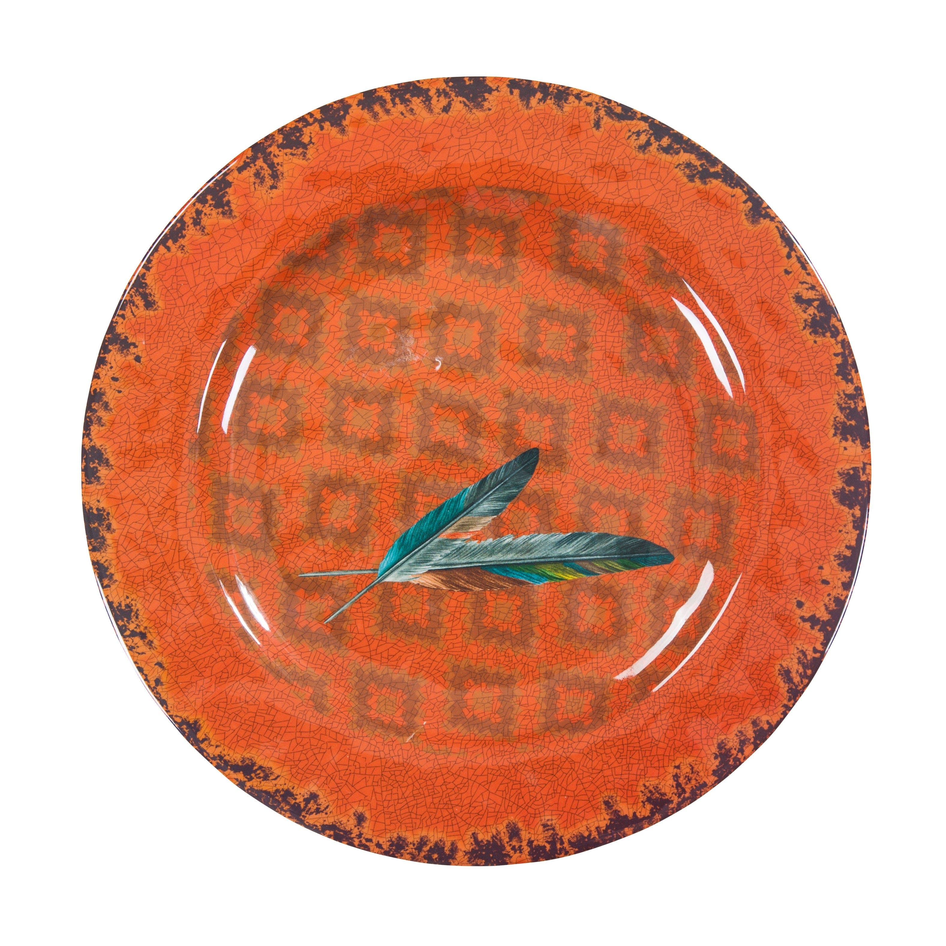 14-Piece Feather Melamine Dinnerware Set - Lightweight & Durable Plates, Bowls, Cups - Perfect for Outdoor Dining, Camping, Picnics & Everyday Use