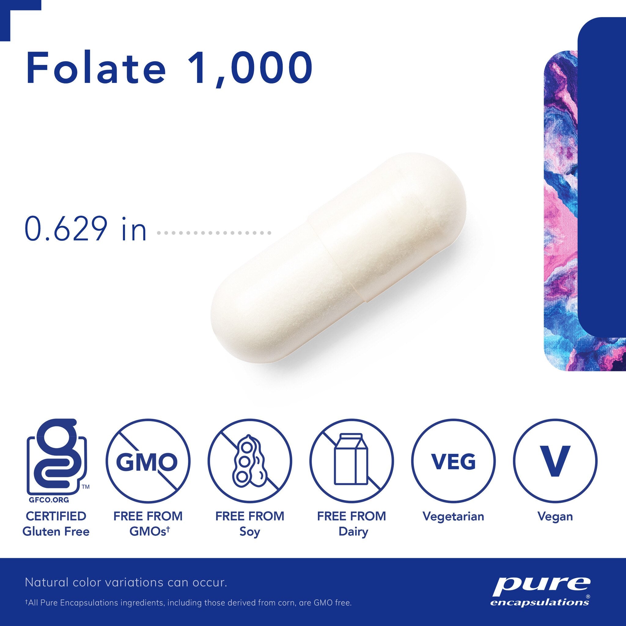 Pure Encapsulations Folate 1000mcg - High Potency Vitamin B9 Supplement for Energy & Heart Health - Supports Pregnancy, Metabolism & Cellular Function