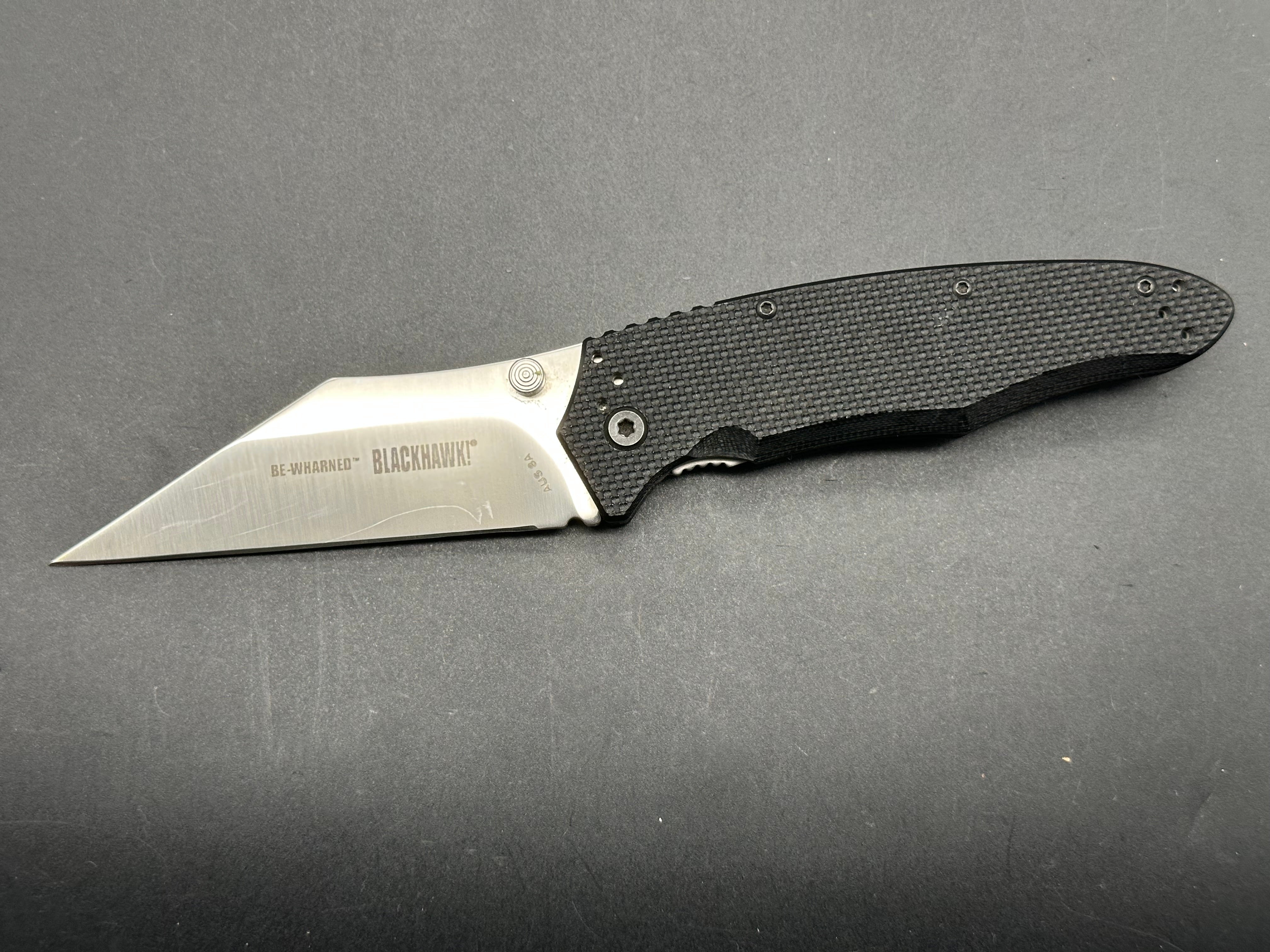 Blackhawk Be-Wharned Tactical Knife - Black G10 Handle & AUS-8A Stainless Steel Blade - Perfect for Outdoor Survival, Hunting, and Everyday Carry (EDC)