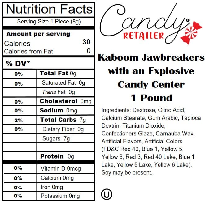 Kaboom Jawbreakers - 1lb Bulk Candy with Explosive Flavor Center | Fun Party Favors, Halloween Treats & Pinata Fillers for Kids & Adults