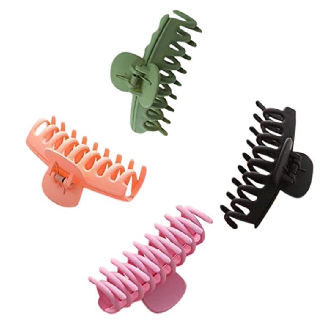 DENICRAAS Large Hair Claw Clips for Women - 4 Pack Strong Hold Non-Slip Matte Hair Clips for Thin, Thick & Curly Hair - Perfect for Workouts, Office & Everyday Styling