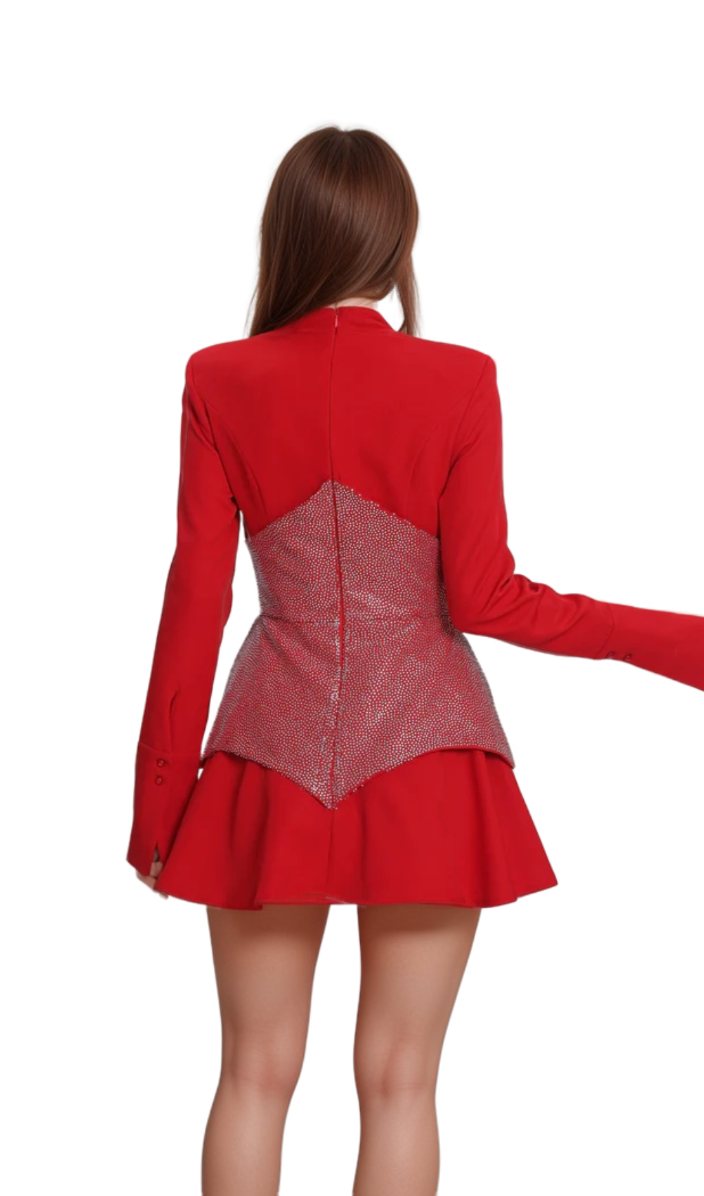 Atalanta Keilani Red Long Sleeve Mini Bodysuit - Sexy Stretchy Bodycon Outfit for Women | Perfect for Date Night, Club Wear & Fashion Photoshoots
