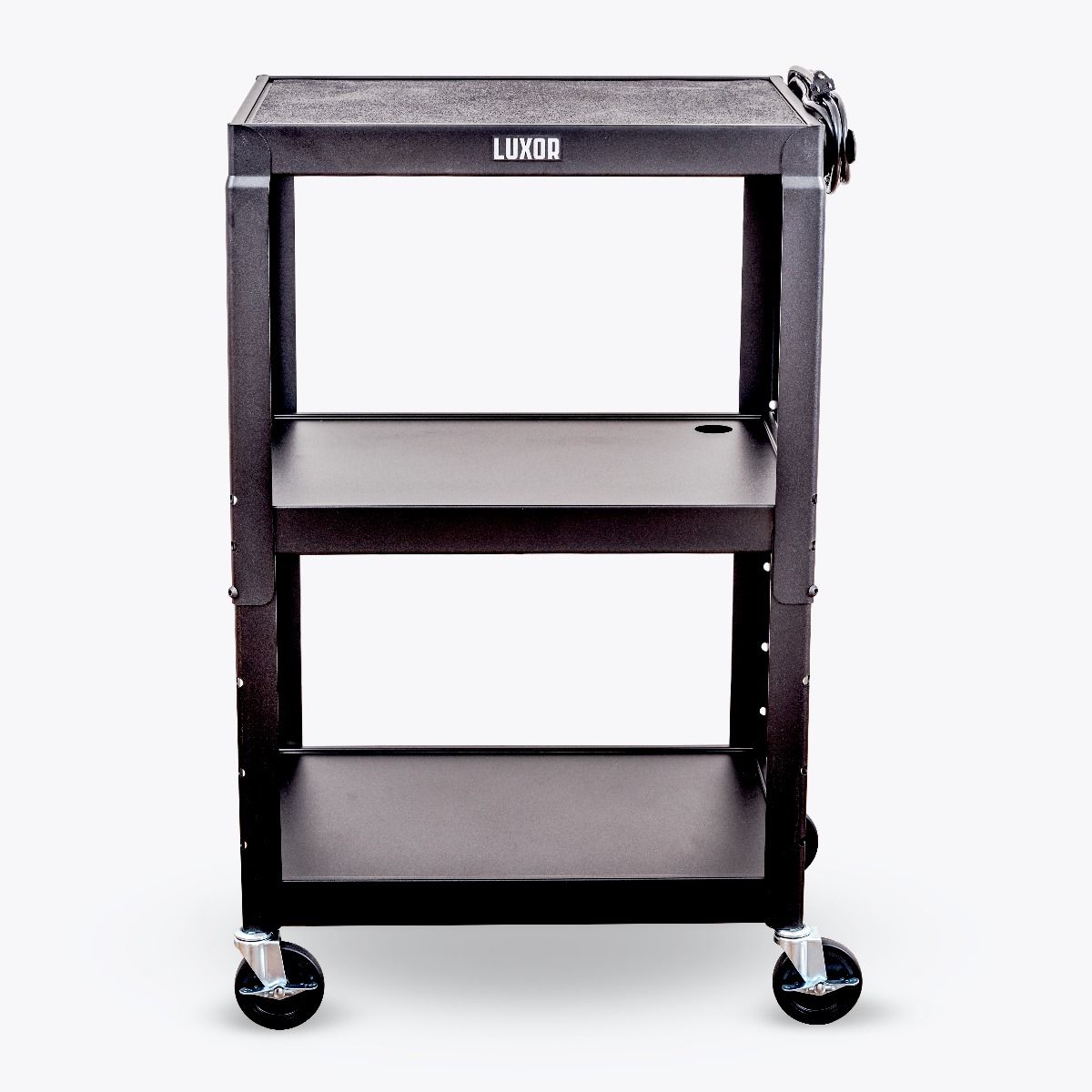 Adjustable Height Steel AV Cart with Wheels - Mobile Stand for TV, Projector, or Laptop - Perfect for Classrooms, Offices & Home Theaters