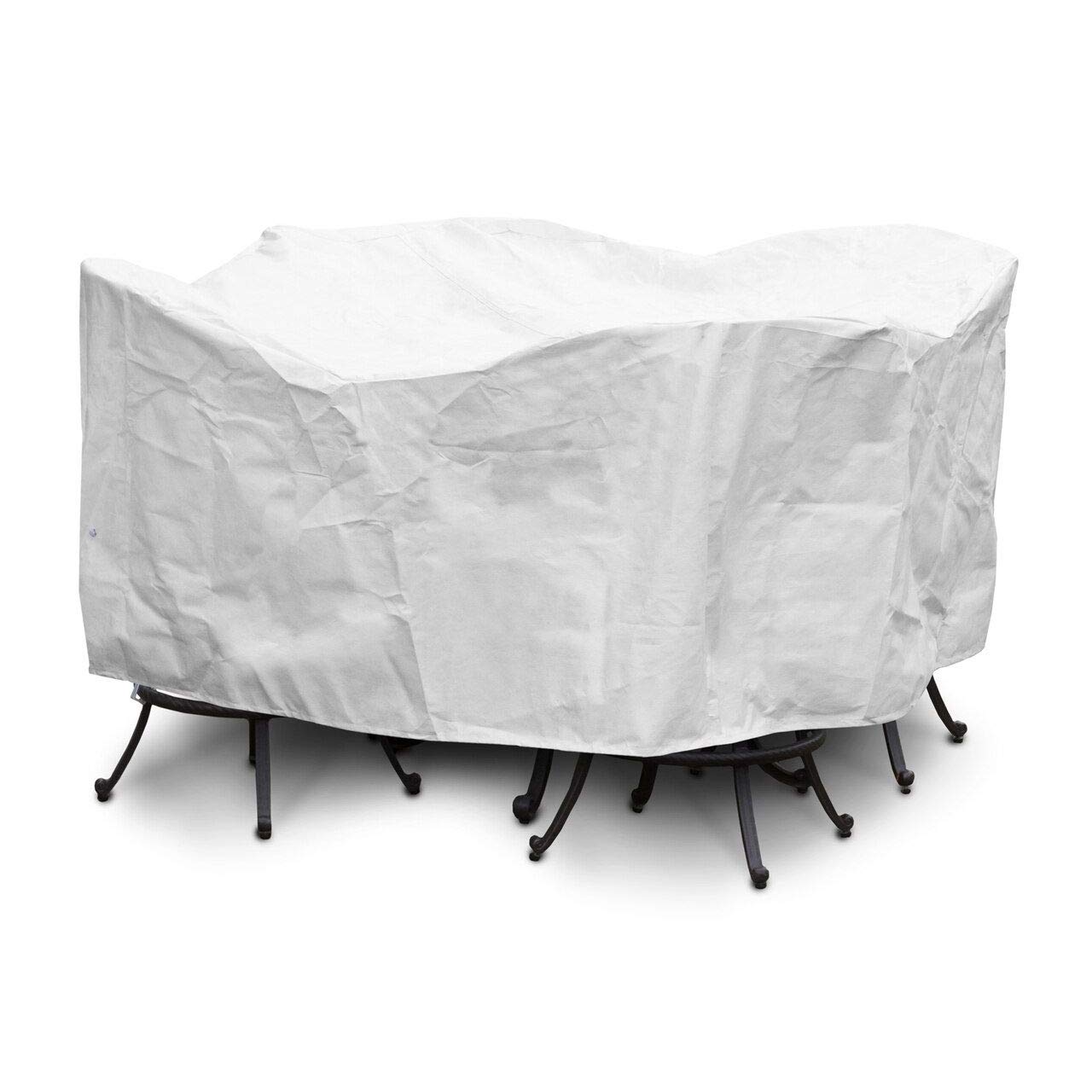 KOVERROOS 84 Inch Diameter x 40 Inch Height SupraRoos Bar Set Cover - White Waterproof Outdoor Patio Furniture Protection for Round Table & Chairs