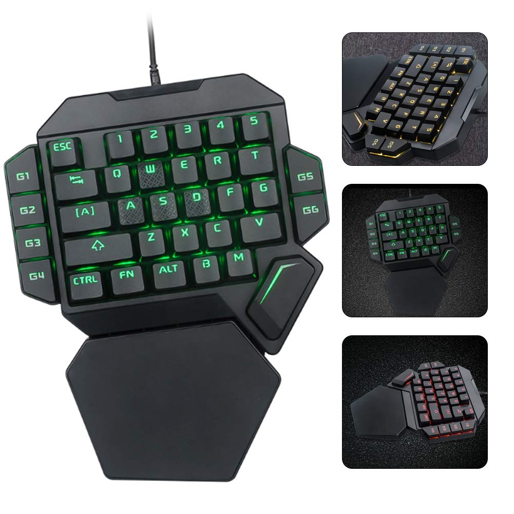 Weiyirot One-Handed Mechanical Gaming Keyboard with RGB Backlight & Macro Keys - Compatible with Windows 2000/XP/ME/Vista/7/8/10 - Perfect for PC Gaming, Esports & Office Work