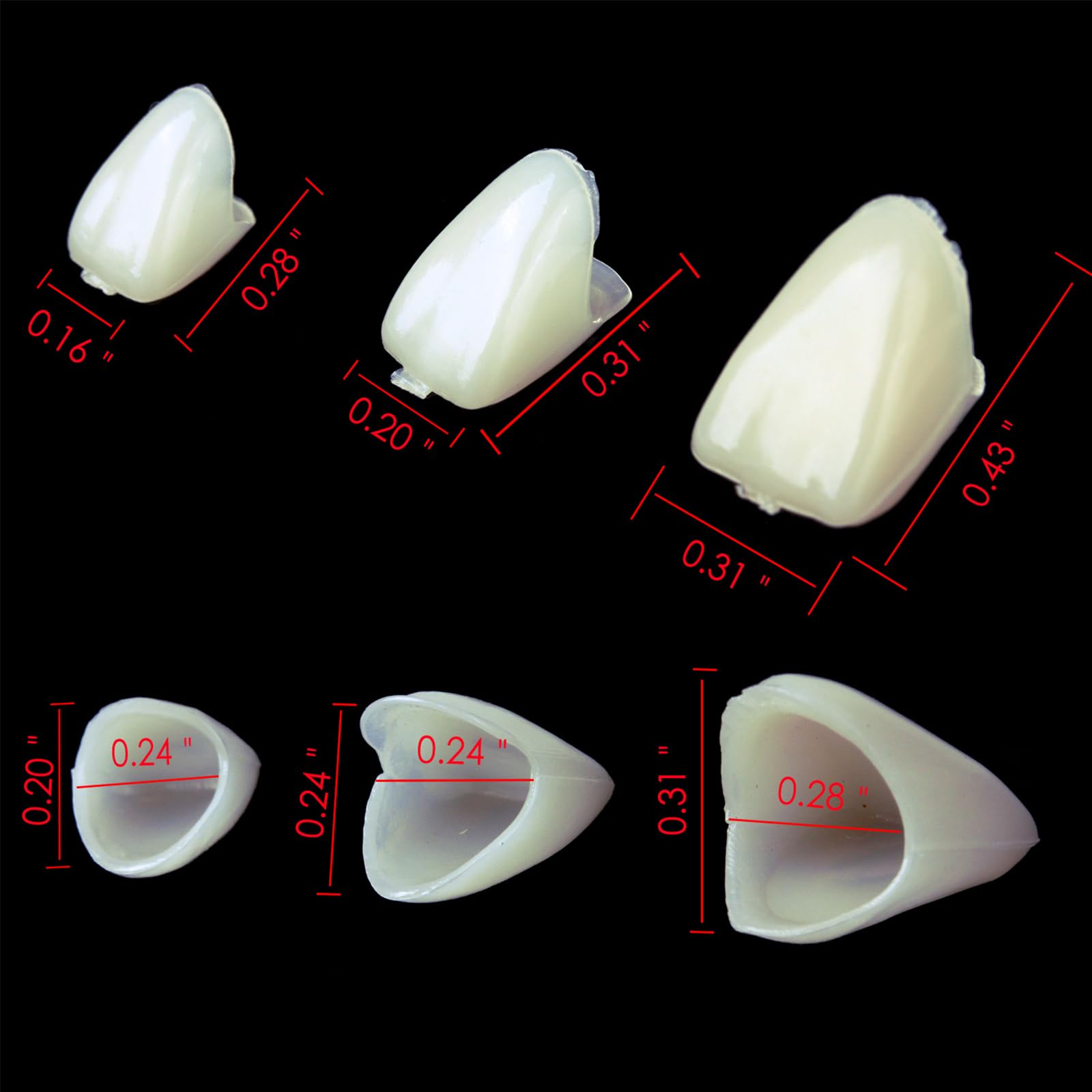 120-Piece Fake Tooth Cap Crown Veneers Set - 50 Front & 70 Back Teeth with Thermal Beads for Dental Teaching, DIY, Cosplay & Halloween Costume Accessories