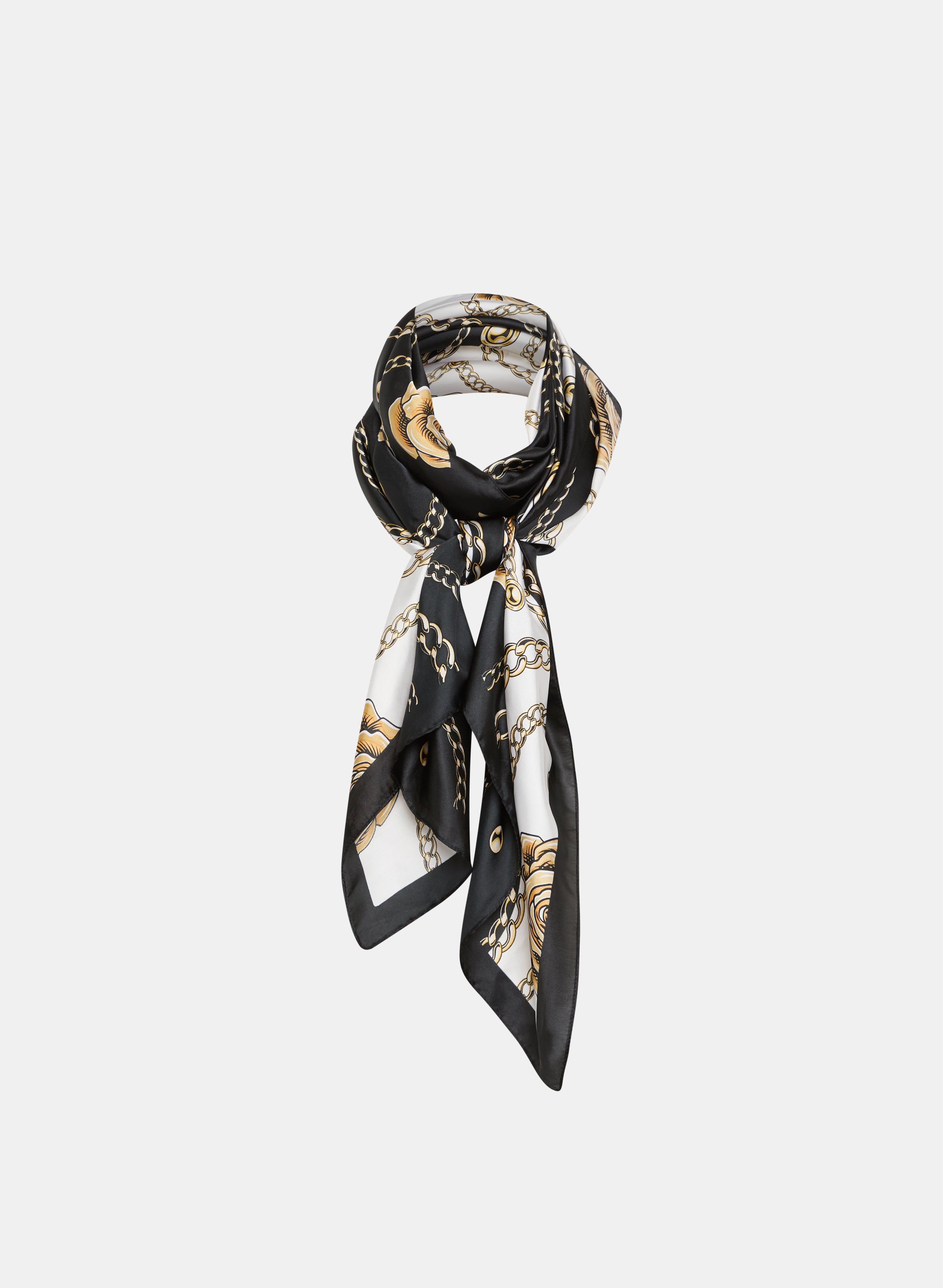Elegant Chain & Floral Print Scarf for Women - Lightweight Fashion Accessory for Spring & Fall Outfits | Perfect for Office, Date Night & Travel