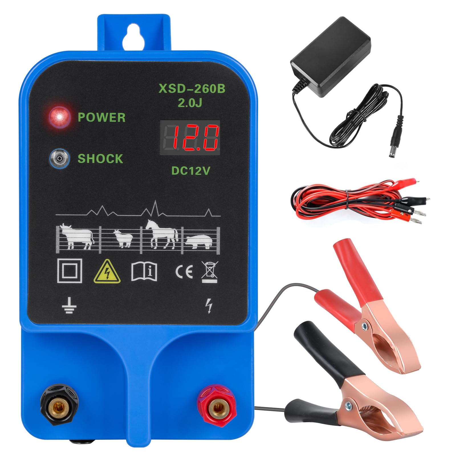 High-Powered 2 Joules/10.5kV Electric Fence Charger for Livestock & Wildlife Prevention - Covers 6.32 Miles/50 Acres - Plug-in Electric Fence Power Supply for Farms, Poultry, Gardens & Agricultural Use - Ideal for Protecting Crops, Animals & Property from Intruders