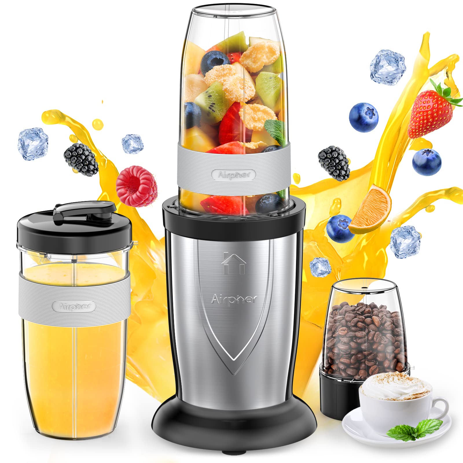 850W Personal Blender for Shakes & Smoothies - 12-Piece Set with Milk Frother, 6-Edge Blade & 2 Travel Cups (17oz & 10oz) - BPA Free - Perfect for Home, Gym & On-the-Go Smoothie Making