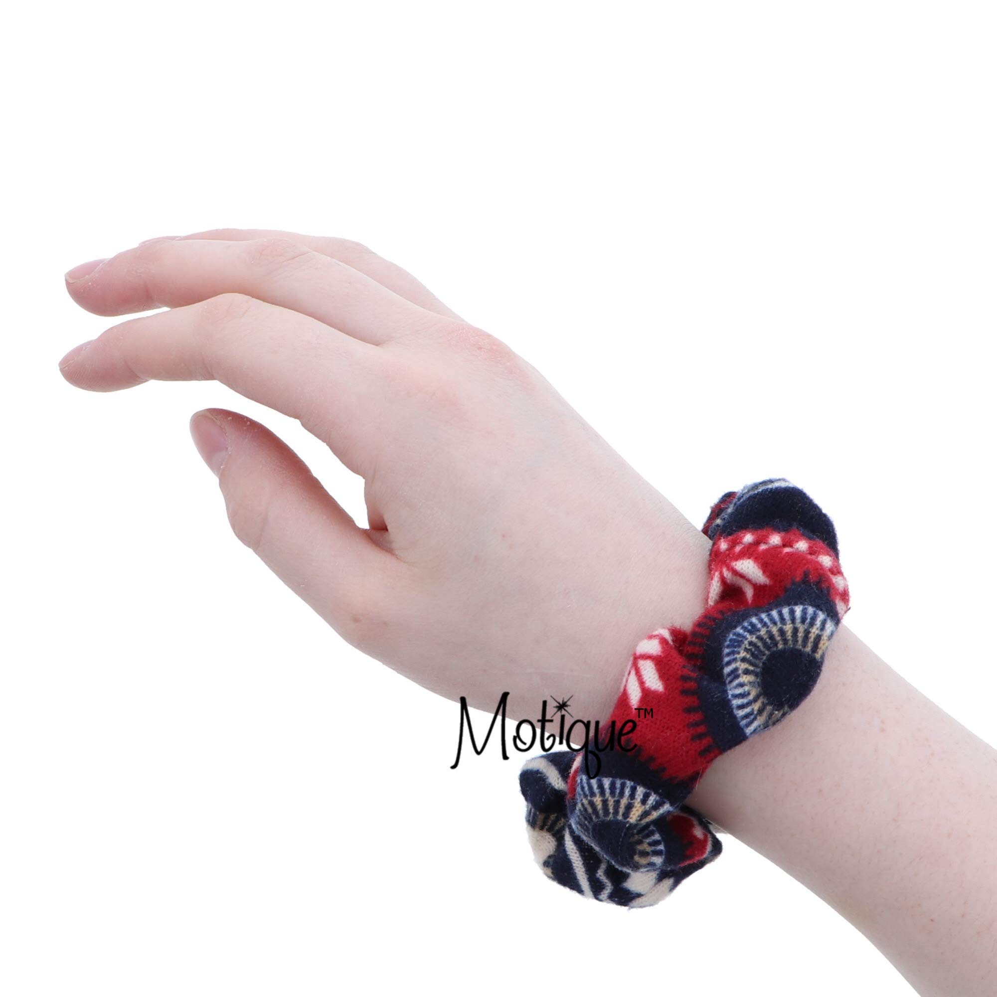Girls Aztec Hair Scrunchy-Blue - Stylish Hair Accessory for School, Sports & Everyday Wear
