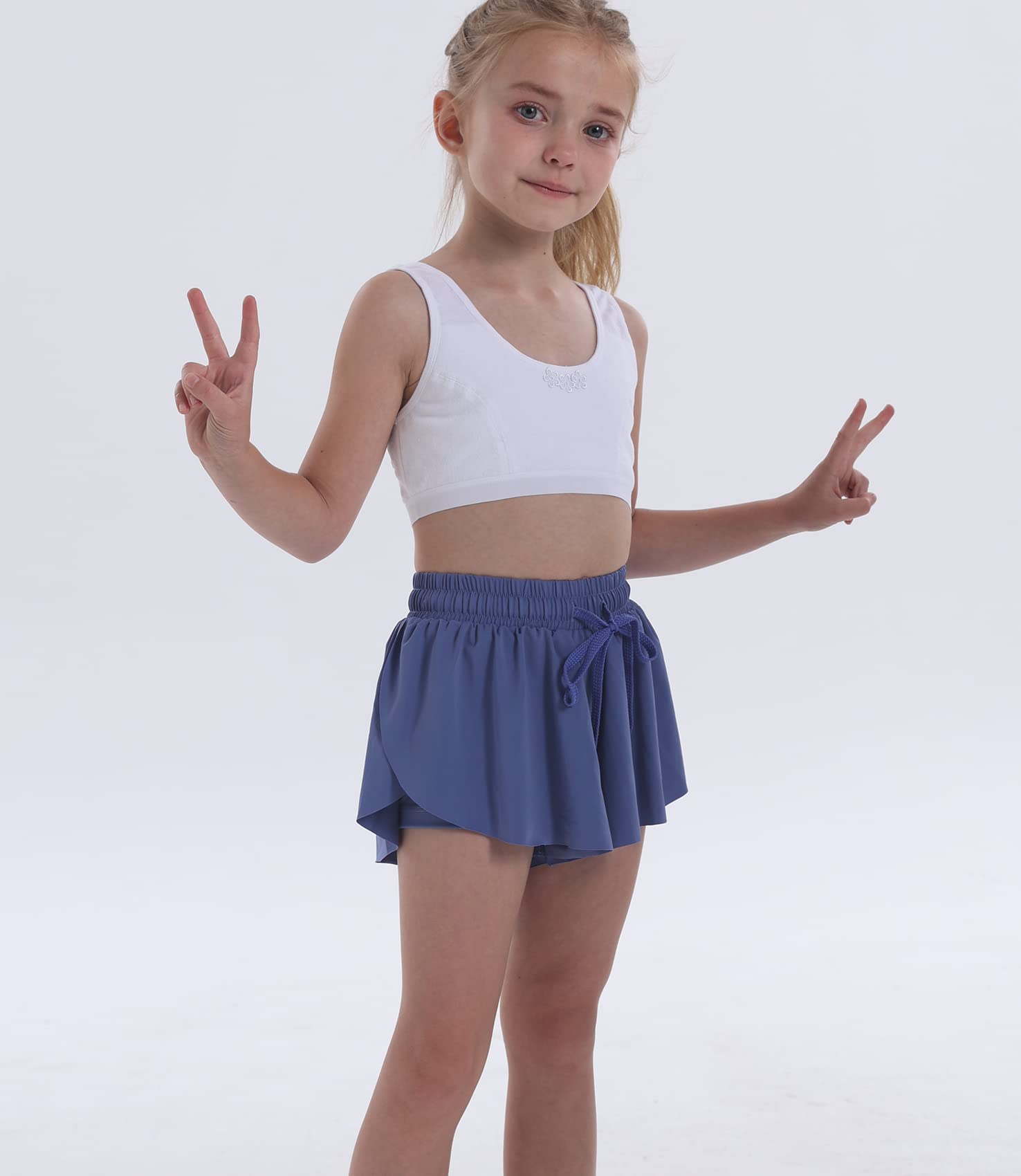 Butterfly Running Shorts for Girls - 2-in-1 Athletic Skirt Shorts with Spandex Liner - Perfect for Cheerleading, Tennis, Dance & School Sports | Comfortable Preppy Workout Outfit