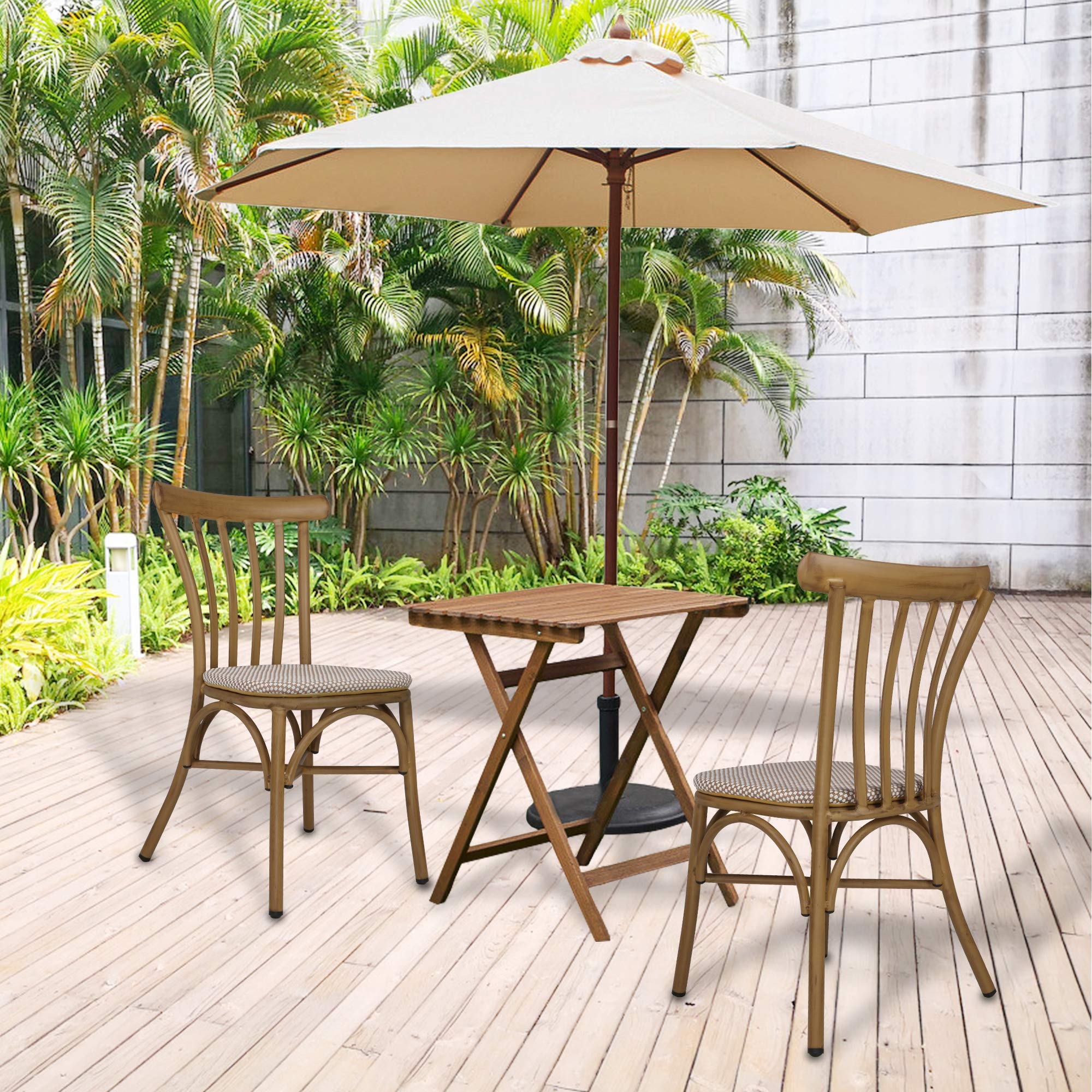 LUCKYERMORE Modern Armless Dining Chairs Set of 2 - White Lattice Fabric Upholstered Seats with Backrest, Aluminum Frame for Kitchen, Bistro & Cafe - Perfect for Small Spaces, Breakfast Nooks & Urban Dining Areas