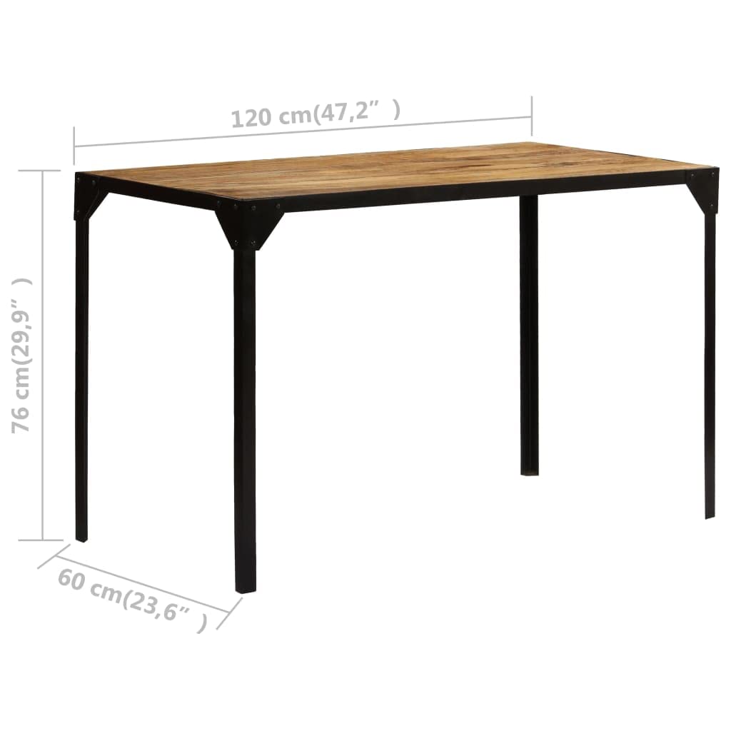 vidaXL Industrial Dining Table - Solid Mango Wood & Steel Computer Desk | Handcrafted Writing Table with Easy Assembly | Perfect for Home Office, Kitchen, and Small Spaces