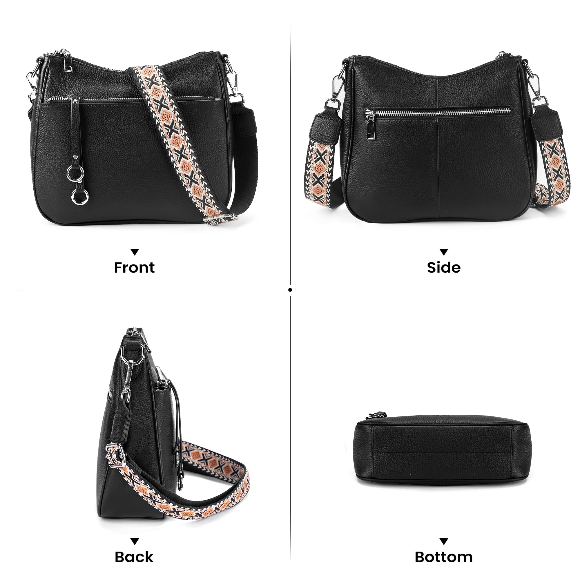Befen Genuine Leather Crossbody Bags for Women - Adjustable Shoulder Strap Travel Hobo Purse - Perfect for Daily Use, Work, Shopping & Weekend Getaways