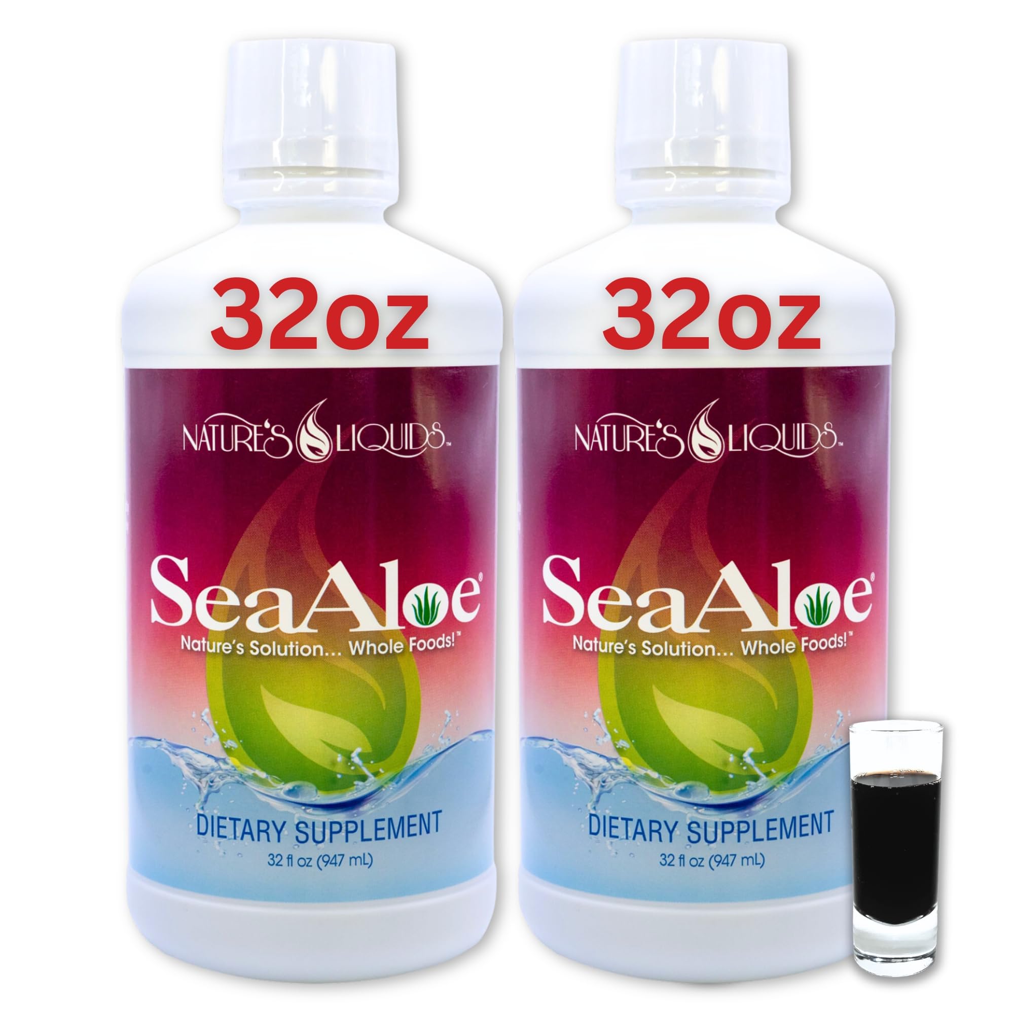 Organic Aloe Vera Juice for Thyroid & Immune Support - 32oz Pack of 2 | Natural Digestive Aid with Proprietary Botanical Blend | Perfect for Daily Wellness & Detox Drinks