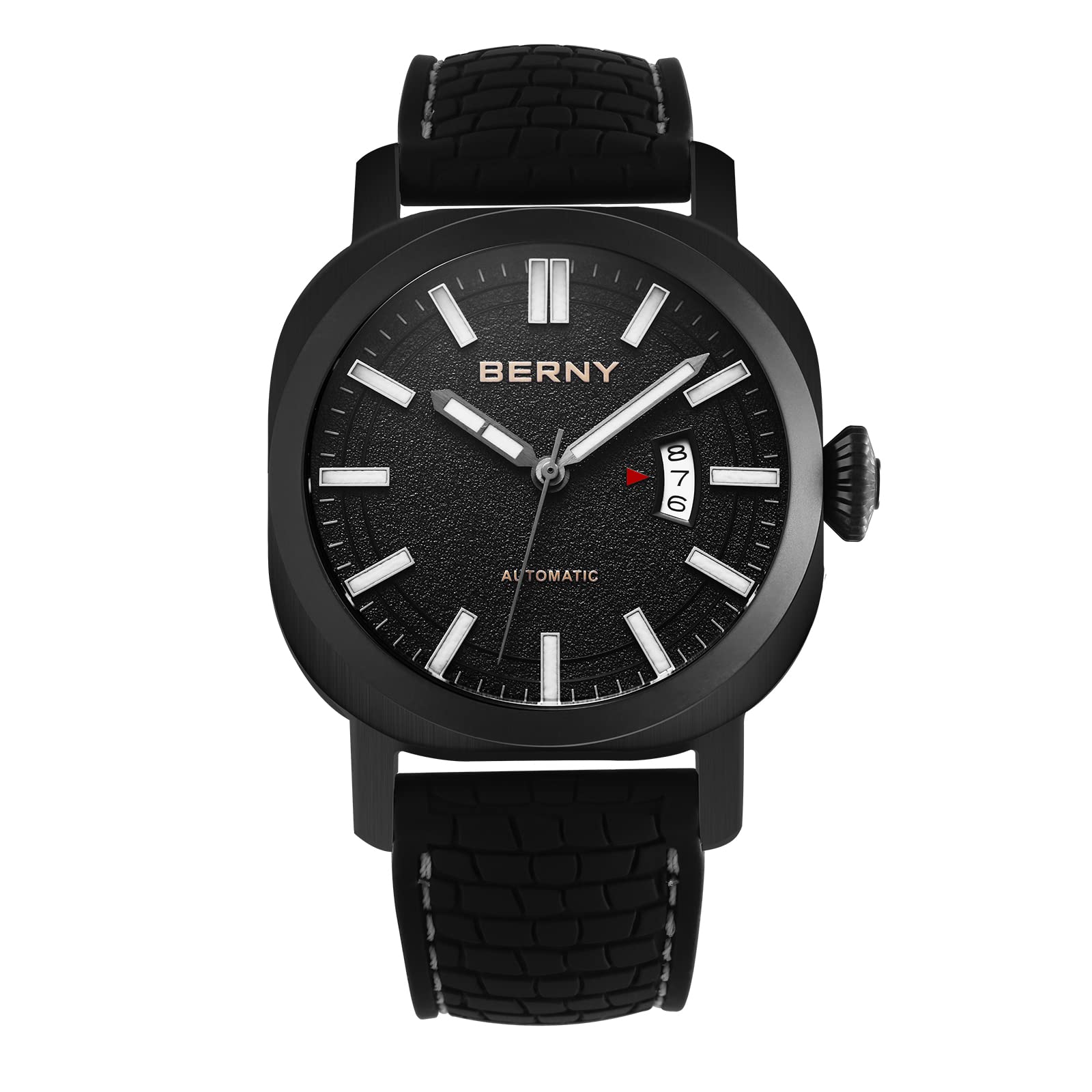 BERNY Men's Automatic Mechanical Watch - Japanese Self Winding Movement, 10ATM Water Resistant, Sapphire Crystal Glass with Date Display & Super Luminous Hands - No Battery Needed | Perfect for Business, Casual Wear & Outdoor Activities