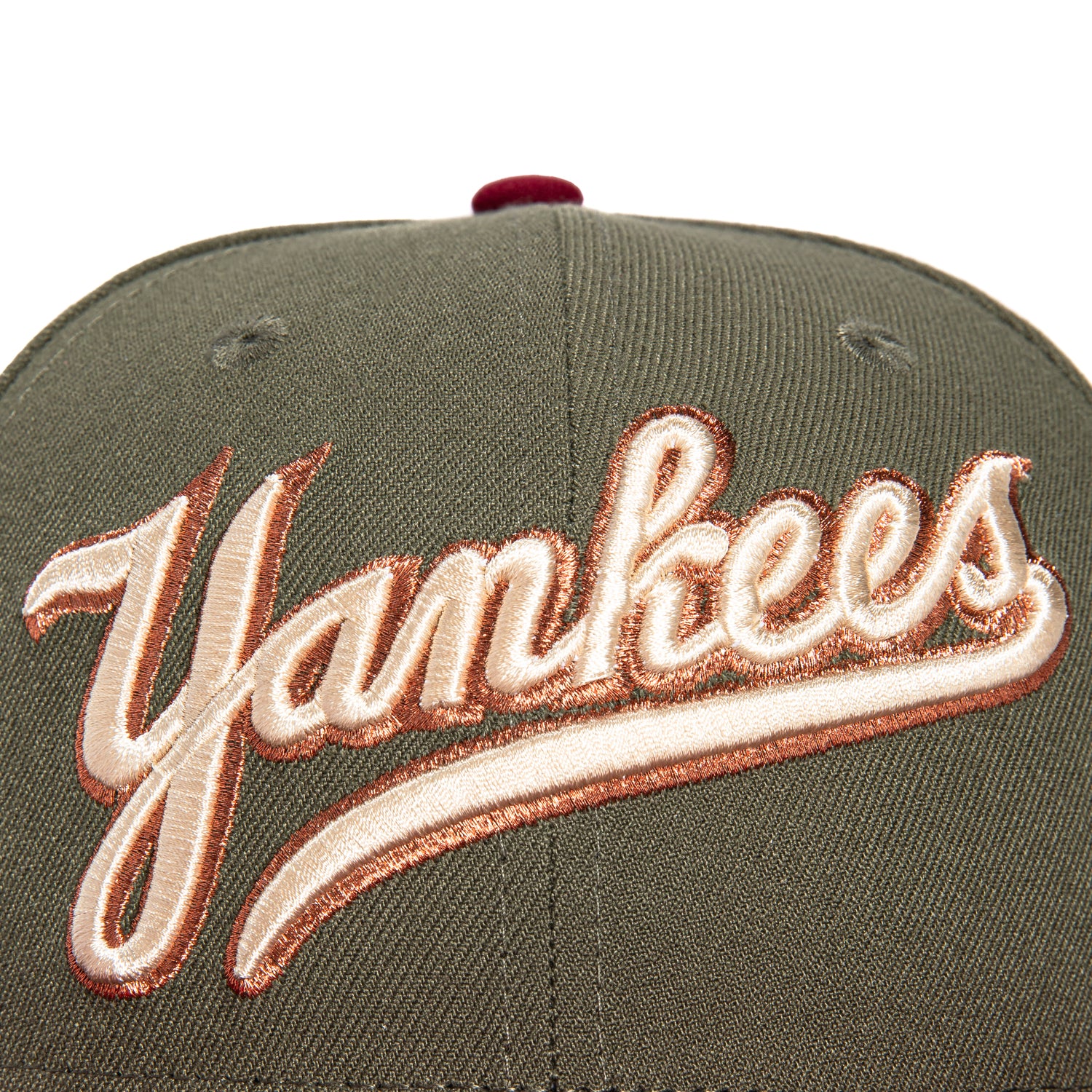 New Era 59Fifty New York Yankees 1923 World Series Patch Script Winter Hat - Olive & Cardinal Colors for Baseball Fans & Cold Weather Fashion