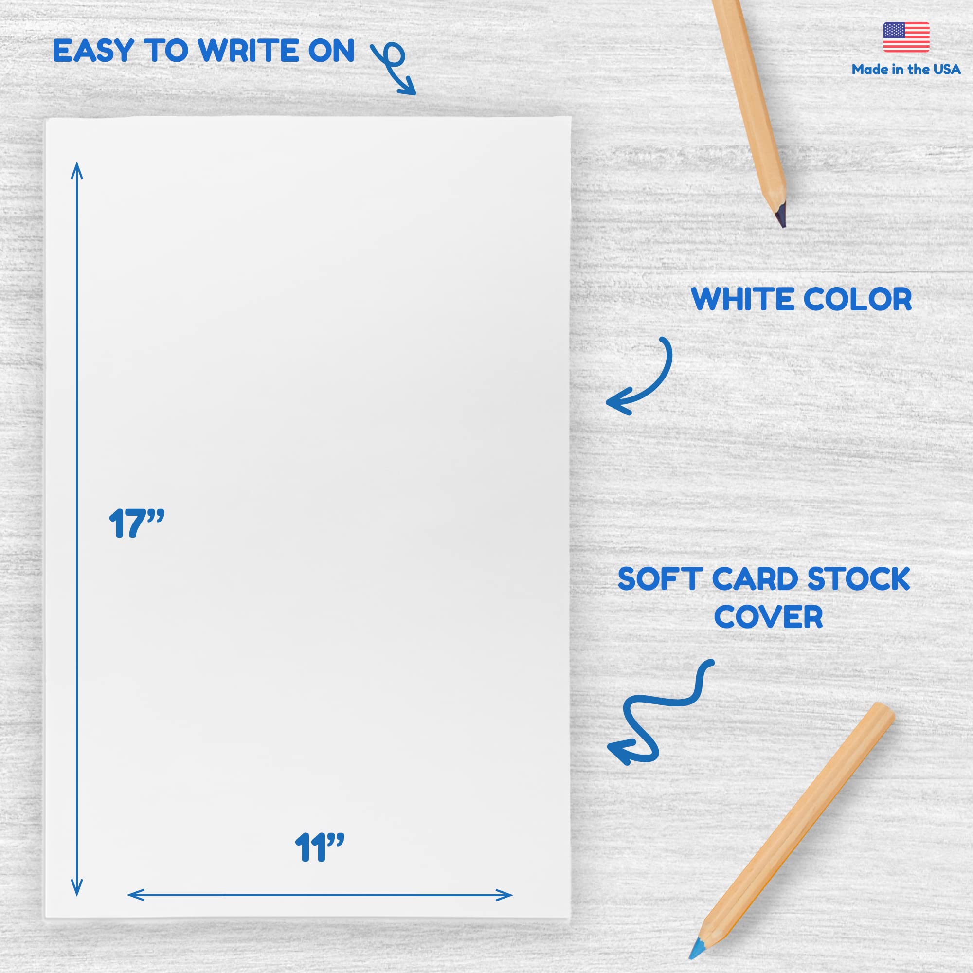 Hygloss Blank Books 11 x 17 Inches - 96 Pack White Paperback Sketchbooks for Drawing, Writing, Journaling & Art Projects | Perfect for Classroom, Office & Creative DIY Crafts