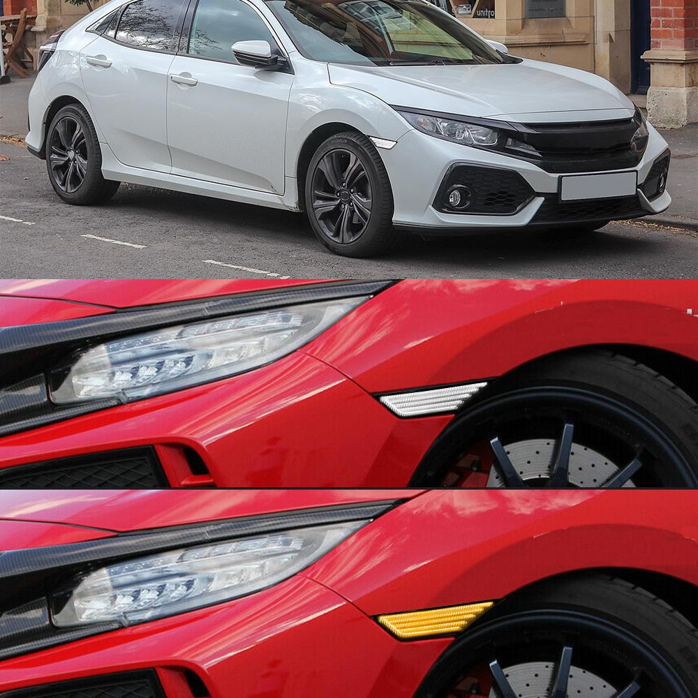 Smoke LED Side Marker Lights Switchback for 2016-2021 Honda Civic - DRL Turn Signal Lights, Easy Installation, Waterproof - Upgrade Your Car's Style & Safety for Night Driving and Daily Commute