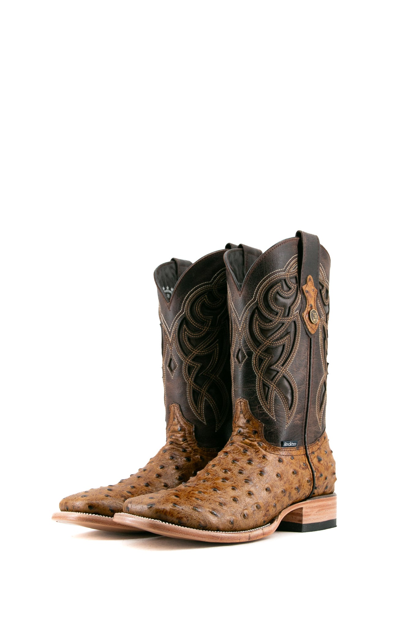 Premium Ostrich Leather Square Toe Cowboy Boots for Men - Western Style Rodeo & Ranch Work Boots - Perfect for Country Dancing, Horseback Riding & Outdoor Adventures