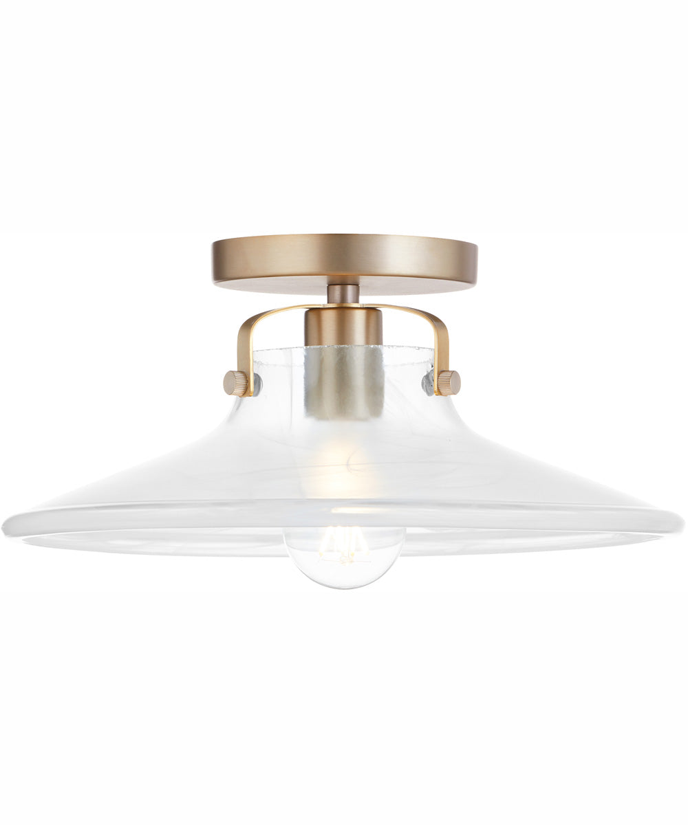 Dual Mount Light Fixture in Aged Brass - 1 Light Indoor/Outdoor Ceiling or Wall Sconce for Living Room, Bedroom, or Porch