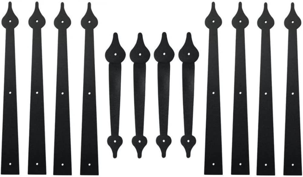 Modern House Numbers 8-Piece Set with Decorative Hinges & 4 Handles - Carriage Style Garage & Sliding Door Hardware Kit - Durable Outdoor Mailbox Numbers for Home, Farmhouse, and Garden Gate Installation