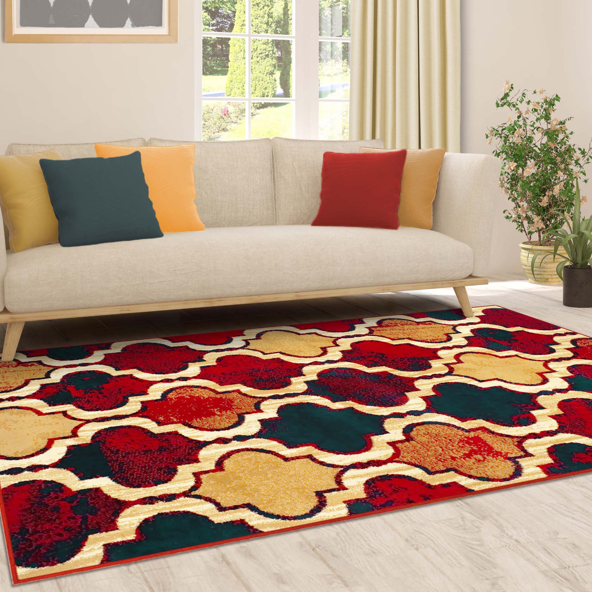 Viking Geometric Trellis Indoor Area Rug & Runner - Non-Slip Boho Chic Carpet for Living Room, Bedroom, Hallway - Perfect for Nordic Home Decor & Cozy Spaces