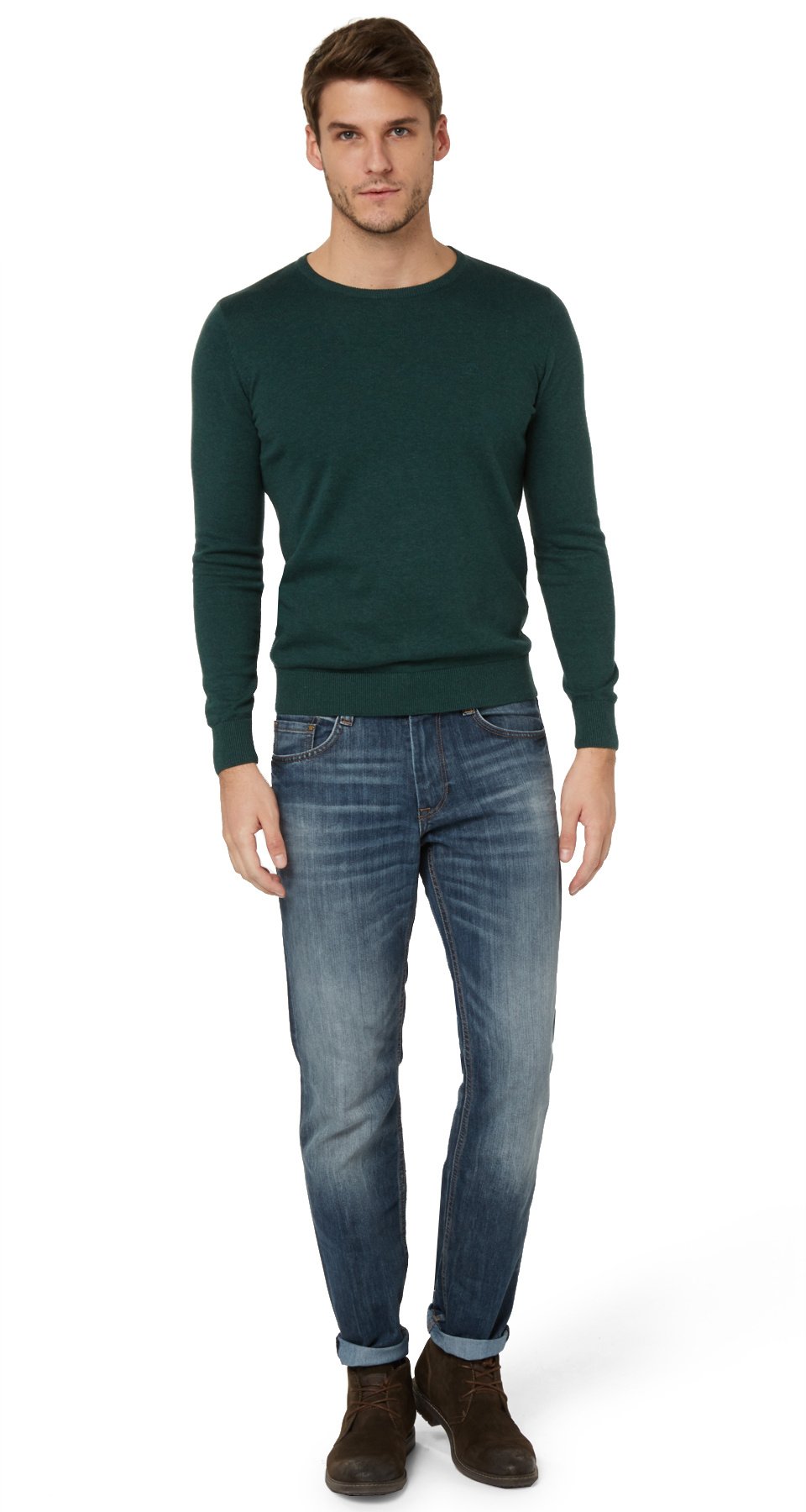 Men's Straight Fit Blue Jeans - Mid Stone Wash Denim for Casual Wear & Everyday Style | Comfortable Denim Pants for Work, Weekend & Outdoor Activities