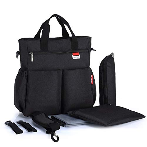 Waterproof Multifunctional Baby Diaper Bag - Large Nappy Changing Tote for Moms, Travel & Stroller Use (Black) | Perfect for Daycare, Outings & Parenting Essentials