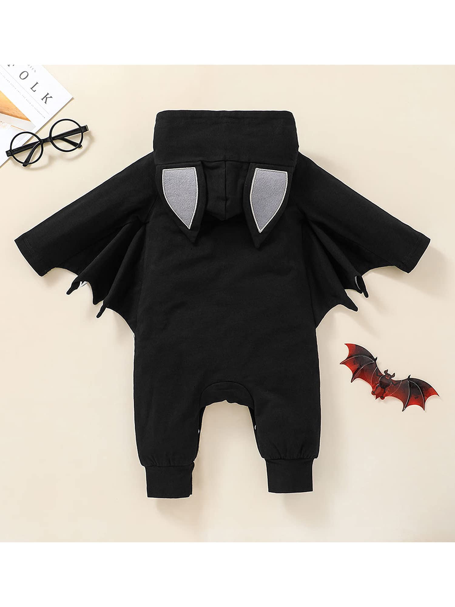 Adorable Halloween Baby Costume - Bat Hoodie Romper Jumpsuit for Newborn Boys & Girls | Perfect for Trick-or-Treating, Photo Shoots & First Halloween Memories