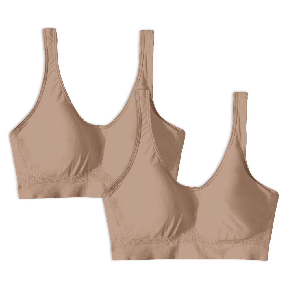 2 Pack Nude Bali Bras Wirefree Comfortable Seamless T-Shirt Bras for Women - Perfect for Everyday Wear, Workout & Lounge