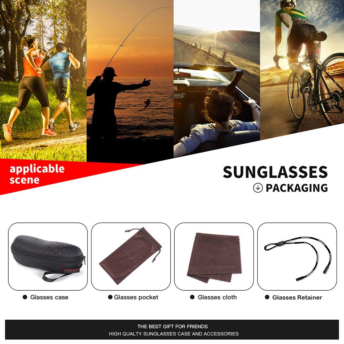 FAGUMA Polarized Sports Sunglasses for Men - UV400 Protection for Cycling, Driving, Fishing - Lightweight & Durable for Outdoor Activities