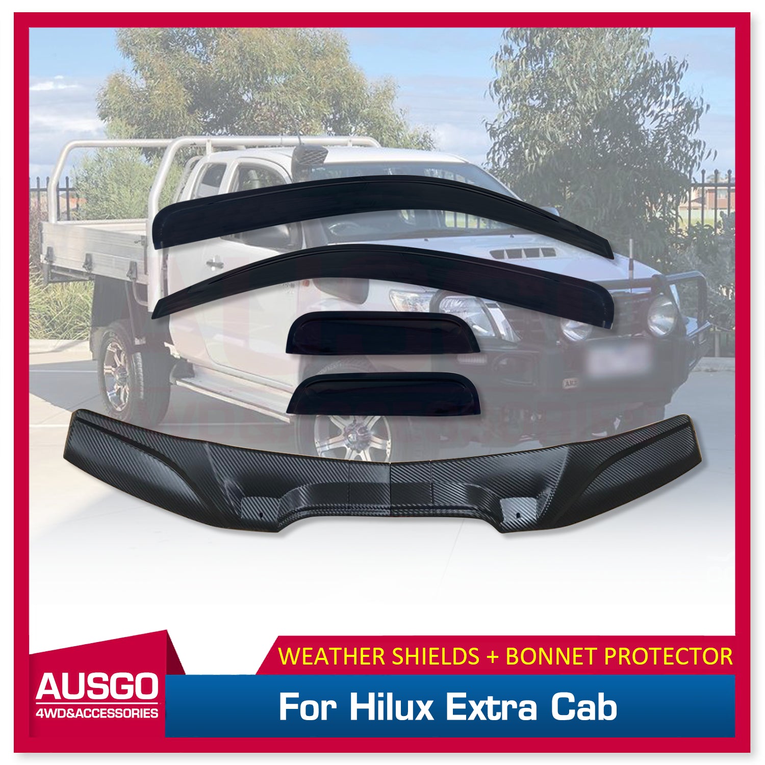 Premium Weather Shields & Hood Protector for Toyota Hilux Extra Cab 2011-2015 | Rain & Sun Protection | Durable Car Accessories for Off-Road & Daily Driving