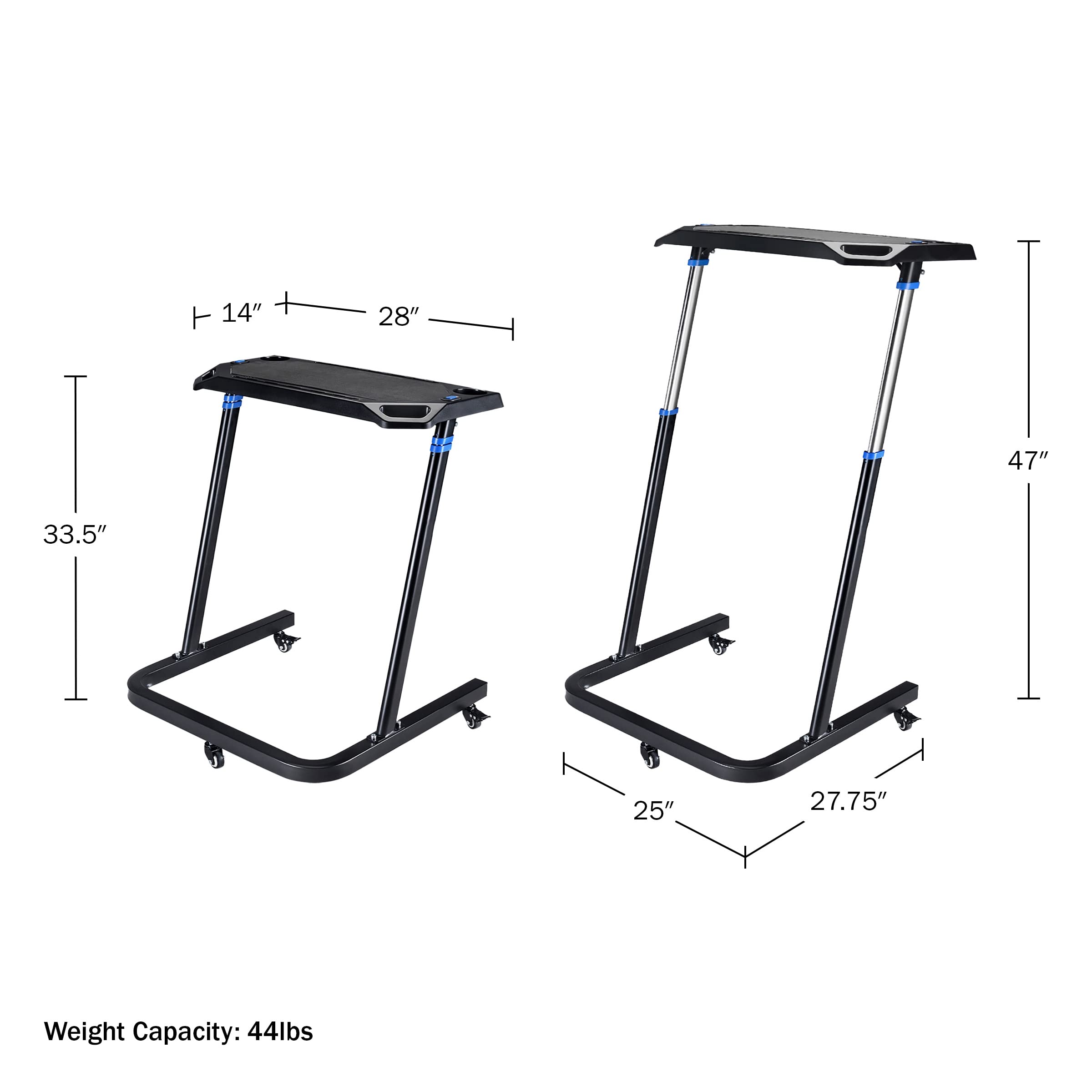 Adjustable Bike Desk - Rolling Laptop Cart for Exercise & Work - Home Office Fitness