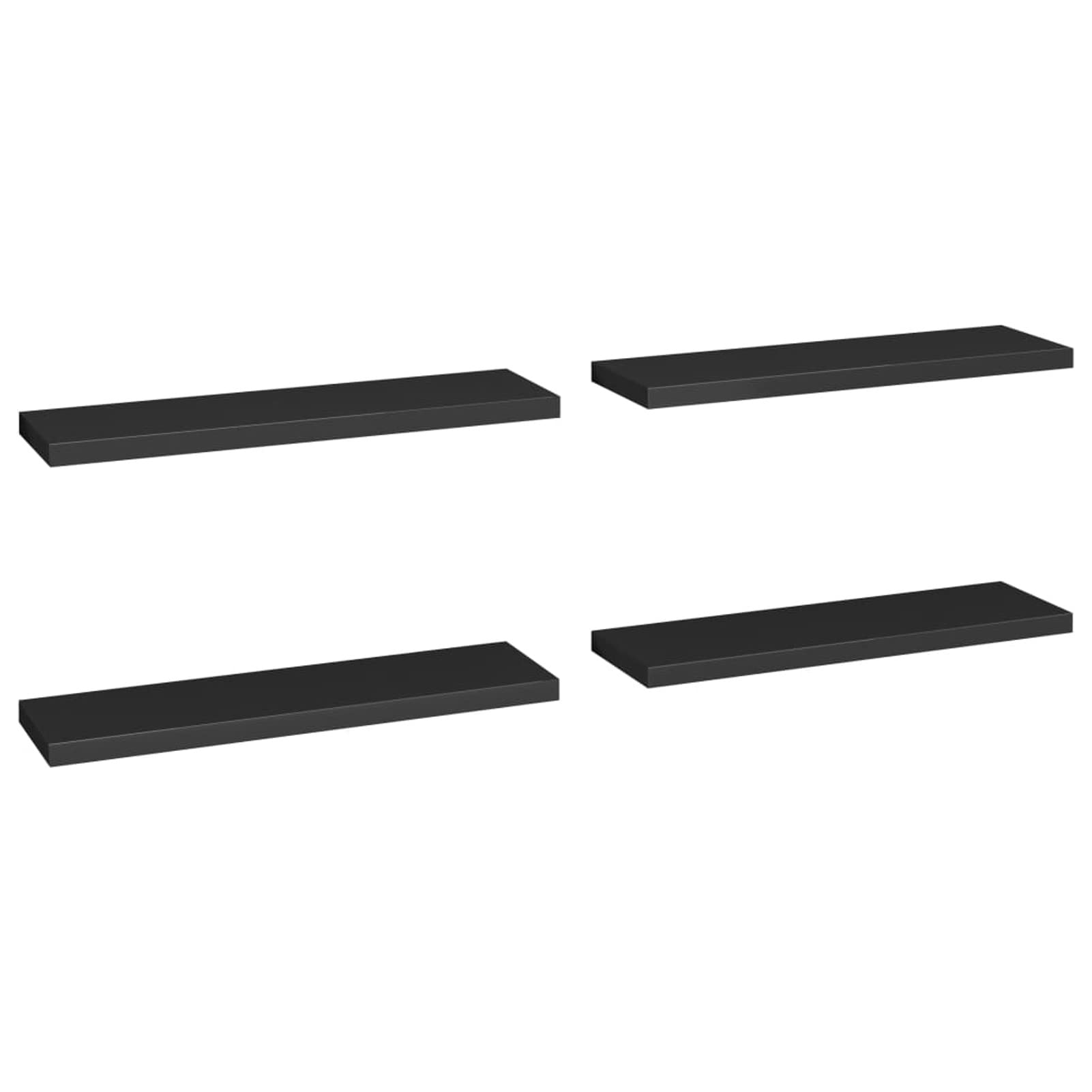 Floating Wall Shelves Set of 4 - Modern Wall Mounted Shelves for Living Room, Bedroom, Bathroom - Black MDF Wood Shelves 35.4x9.3x1.5 Inches - Space Saving Home Decor & Storage Solution for Books, Plants, Photos