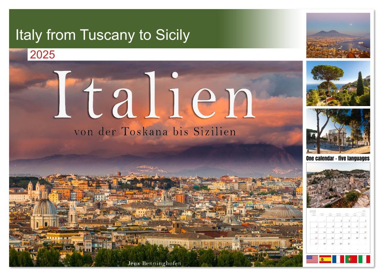 2025 Italy Travel Wall Calendar - Tuscany to Sicily Scenic Views | 11.7x16.5 Inch 14-Month Large Format | Perfect for Home, Office & Gift | CALVENDO Monthly Planner