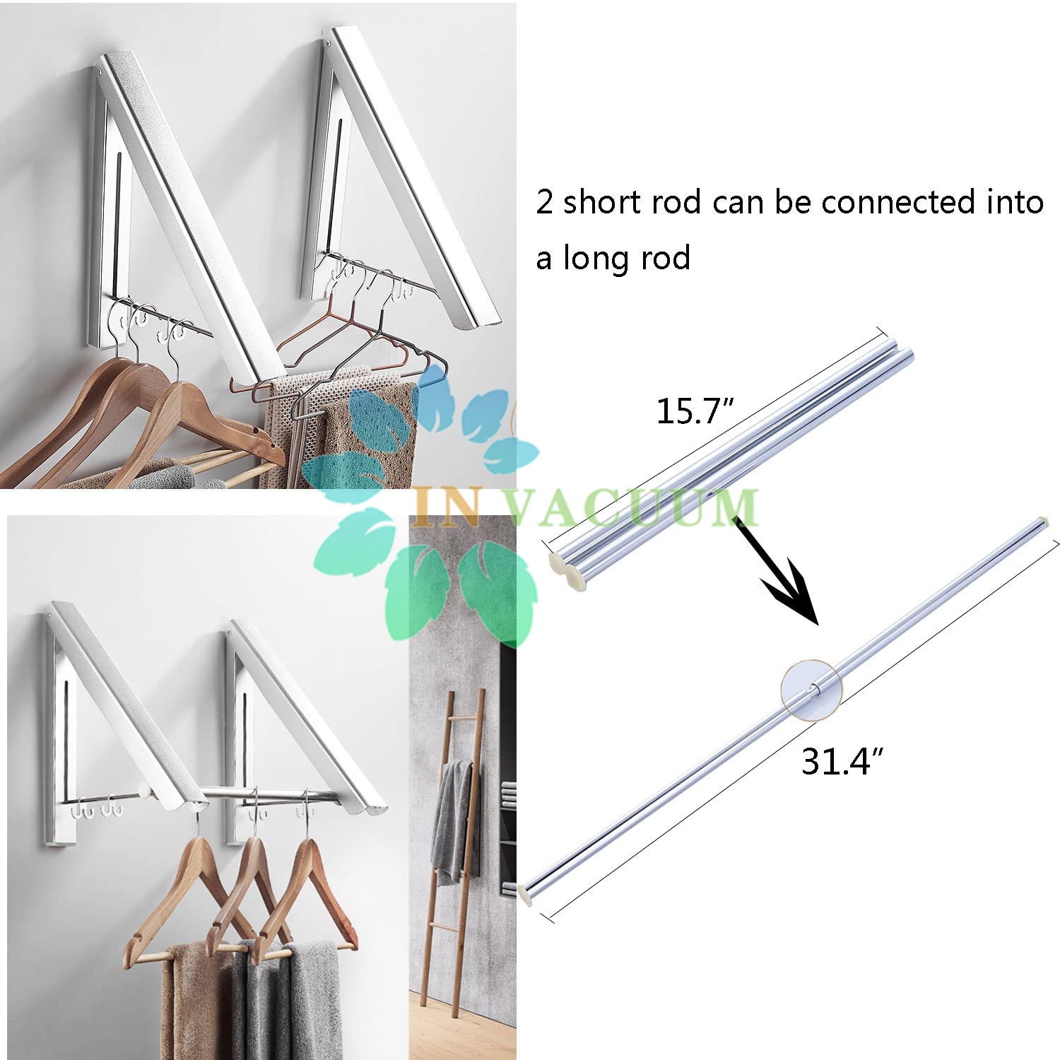 Foldable Indoor Clothes Drying Rack - Space Saving Aluminum Laundry Drying Rack with Rod for Closet, Apartment & Small Spaces (2 Pack, Silver) - Perfect for Drying Delicates, Baby Clothes & Small Loads in Tight Spaces