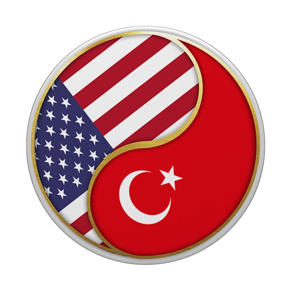 American Flag & Turkey Turkish Design PopSockets Swappable PopGrip - Perfect for Phones, Tablets & Laptops | Show Your Patriotism & Style