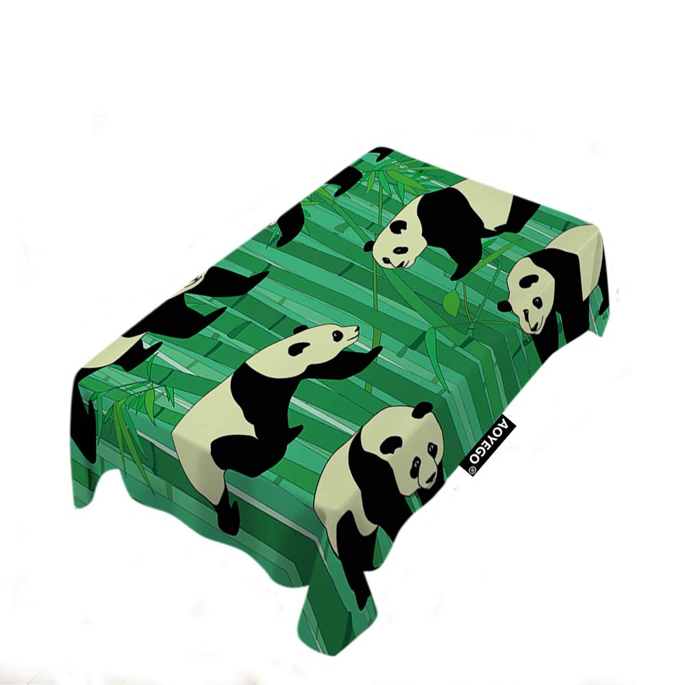 Adorable Panda Tablecloth - Cute Green Bamboo Forest Design, 60x104 Inch Rectangle Polyester Table Cover for Indoor, Outdoor, Picnic, Party & Dinner | Perfect for Wildlife Theme Decor, Family Gatherings & Holiday Dining