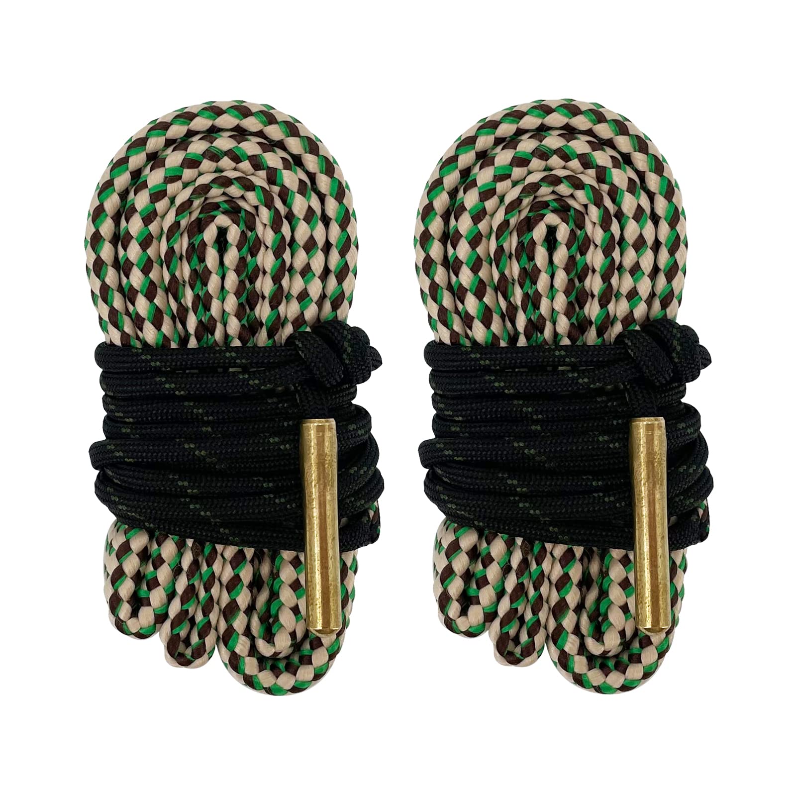 2 Pack Gun Cleaning Snake Rope - Rifle Bore Brush for Pistol, Handgun, Shotgun - Fits .22, .223, 5.56mm, .380, 9mm, 12GA, .308, .357, .44, .45 Caliber - Perfect for Range Day & Firearm Maintenance