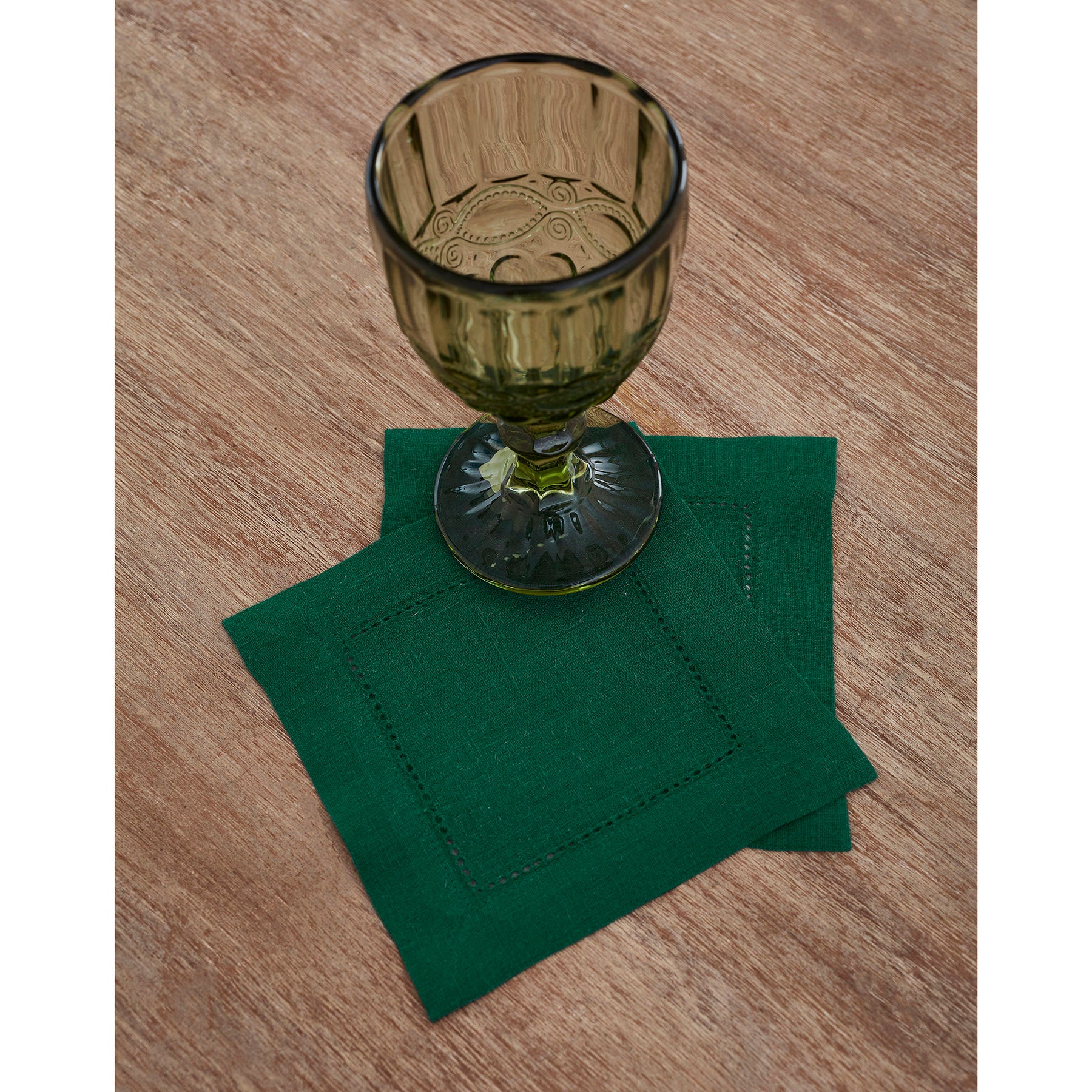 Premium Classic Hemstitch Cocktail Napkins - Set of 12 White Linen Napkins for Parties, Weddings & Formal Dining - Elegant Drink Coasters for Home Bar & Dinner Table Decor