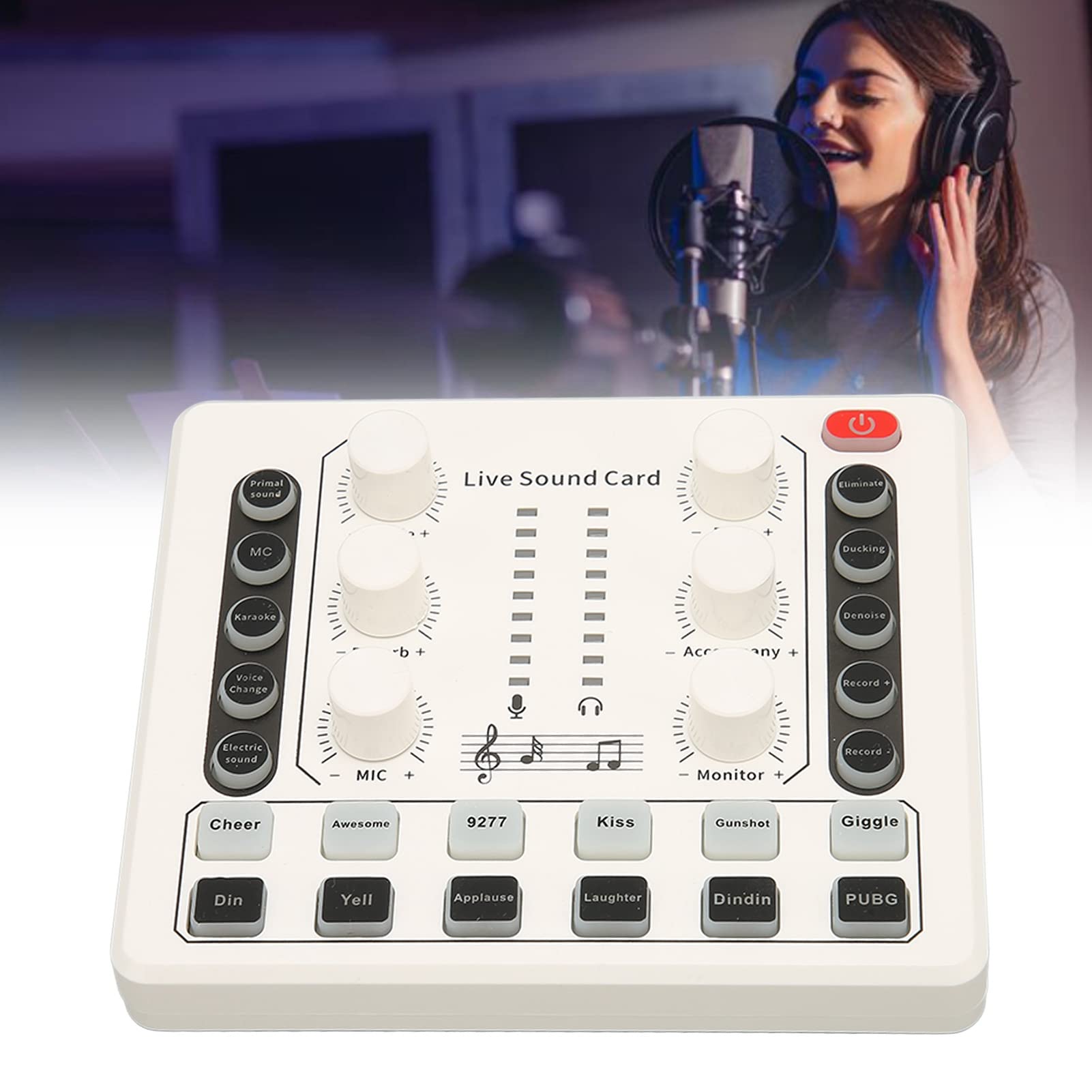 TOUISEDGI Professional Live Sound Card with Multiple Sound Effects & Voice Changer - Portable Mini Sound Mixer Board for Live Streaming, Home KTV, Podcasting & Gaming (Ideal for Twitch, YouTube & TikTok Creators)