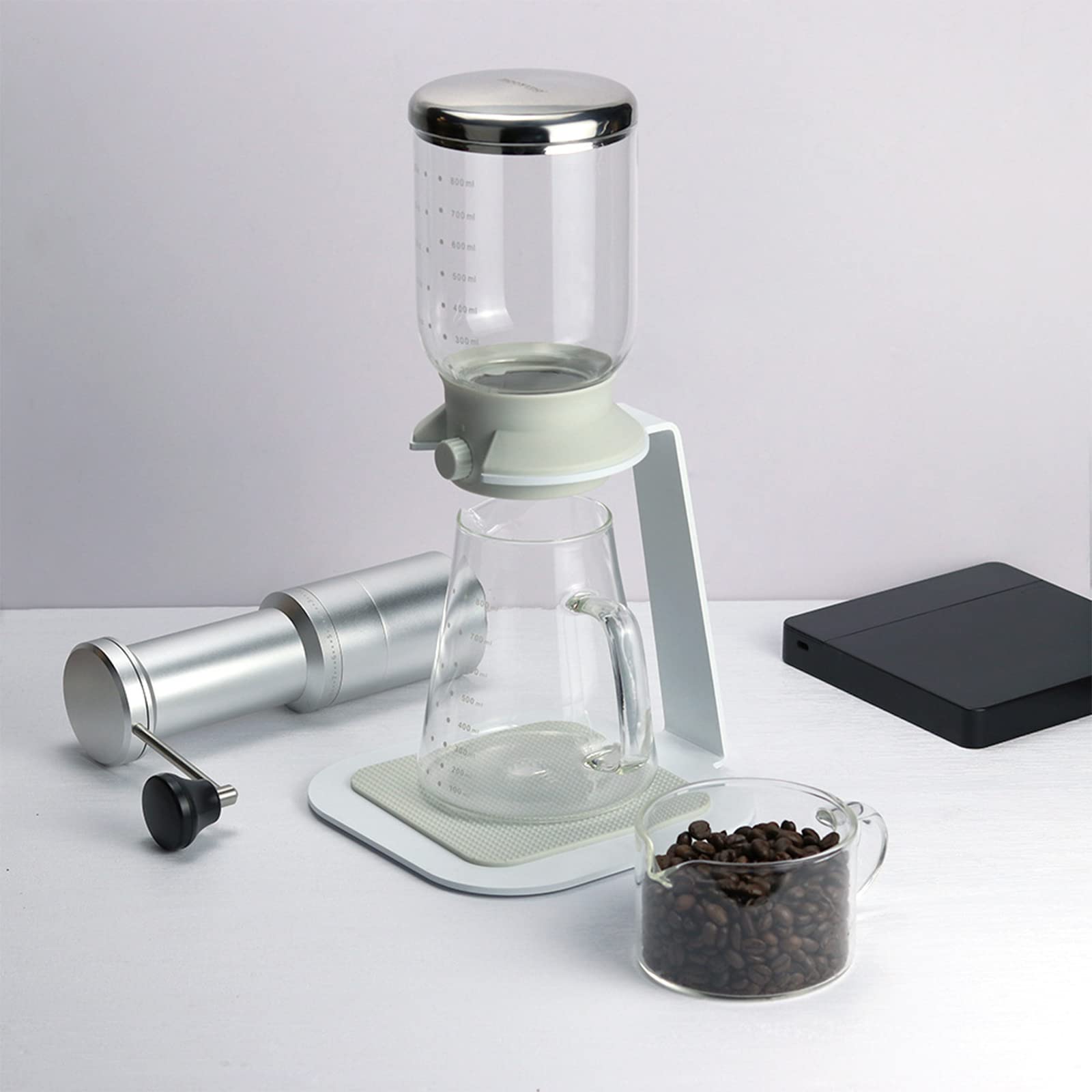 800ML Glass Cold Brew Coffee Maker with Adjustable Drip - Reusable Ice Drip Coffee Pot for Espresso, Iced Coffee & Cold Brew - Perfect for Home, Office & Outdoor Use