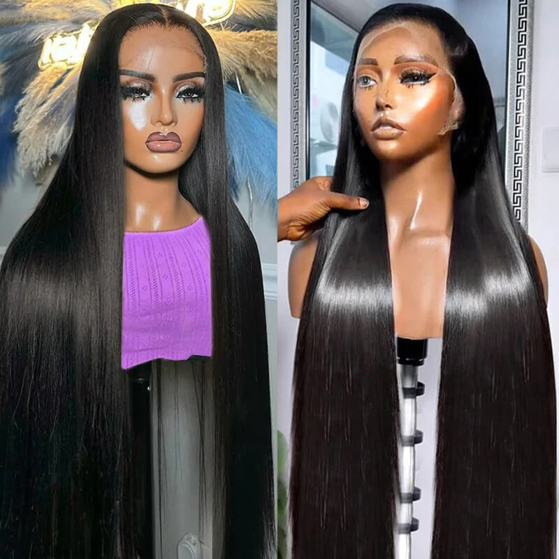 Eullair 13x4 Transparent Lace Front Wig - 100% Human Hair Straight Wig with Undetectable Lace for Natural Look | Perfect for Daily Wear, Cosplay, and Special Occasions