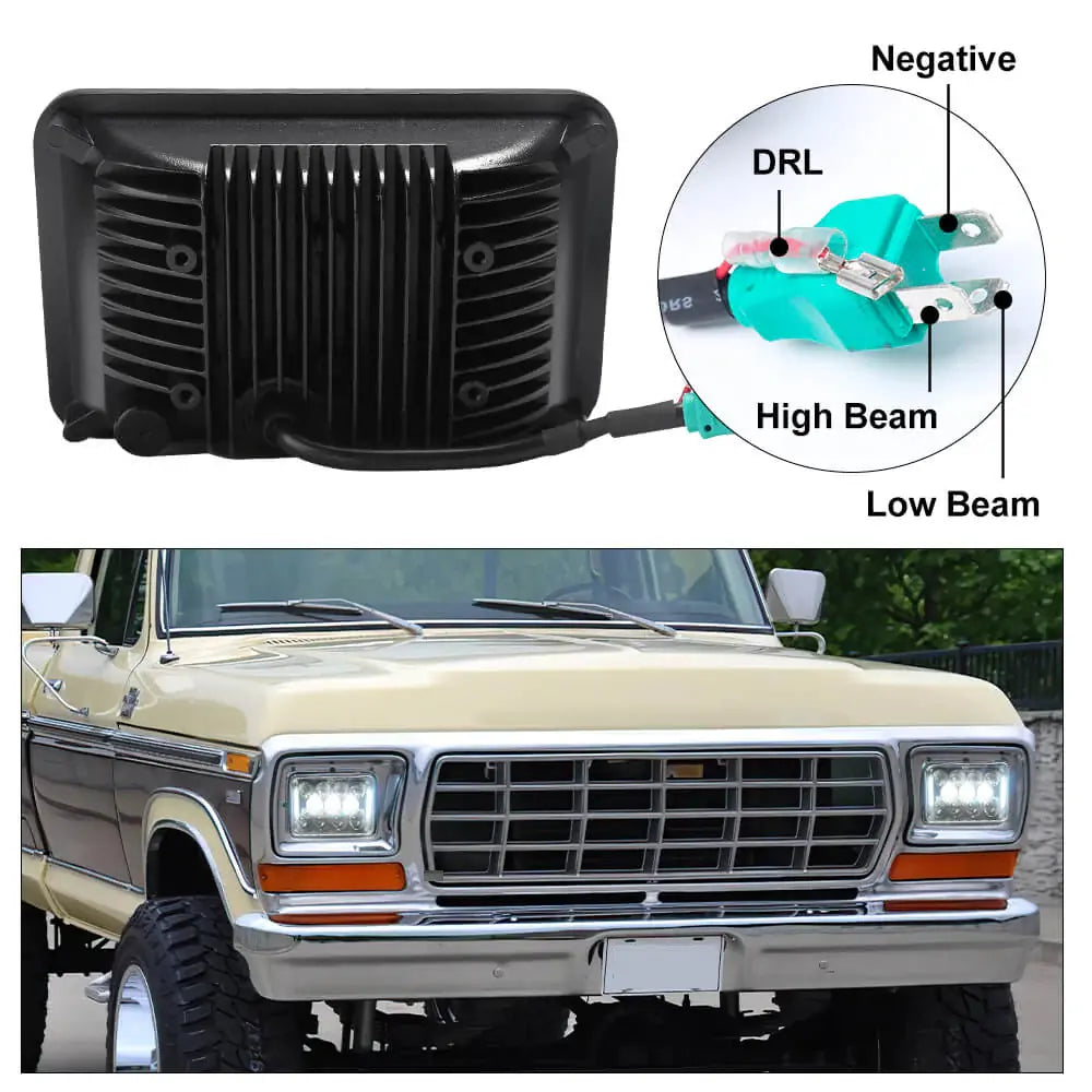 60W 4x6 Inch LED Rectangular Sealed Beam Headlights - DOT Approved Truck Headlight Replacement - High Brightness for Off-Road, Night Driving & Foggy Conditions