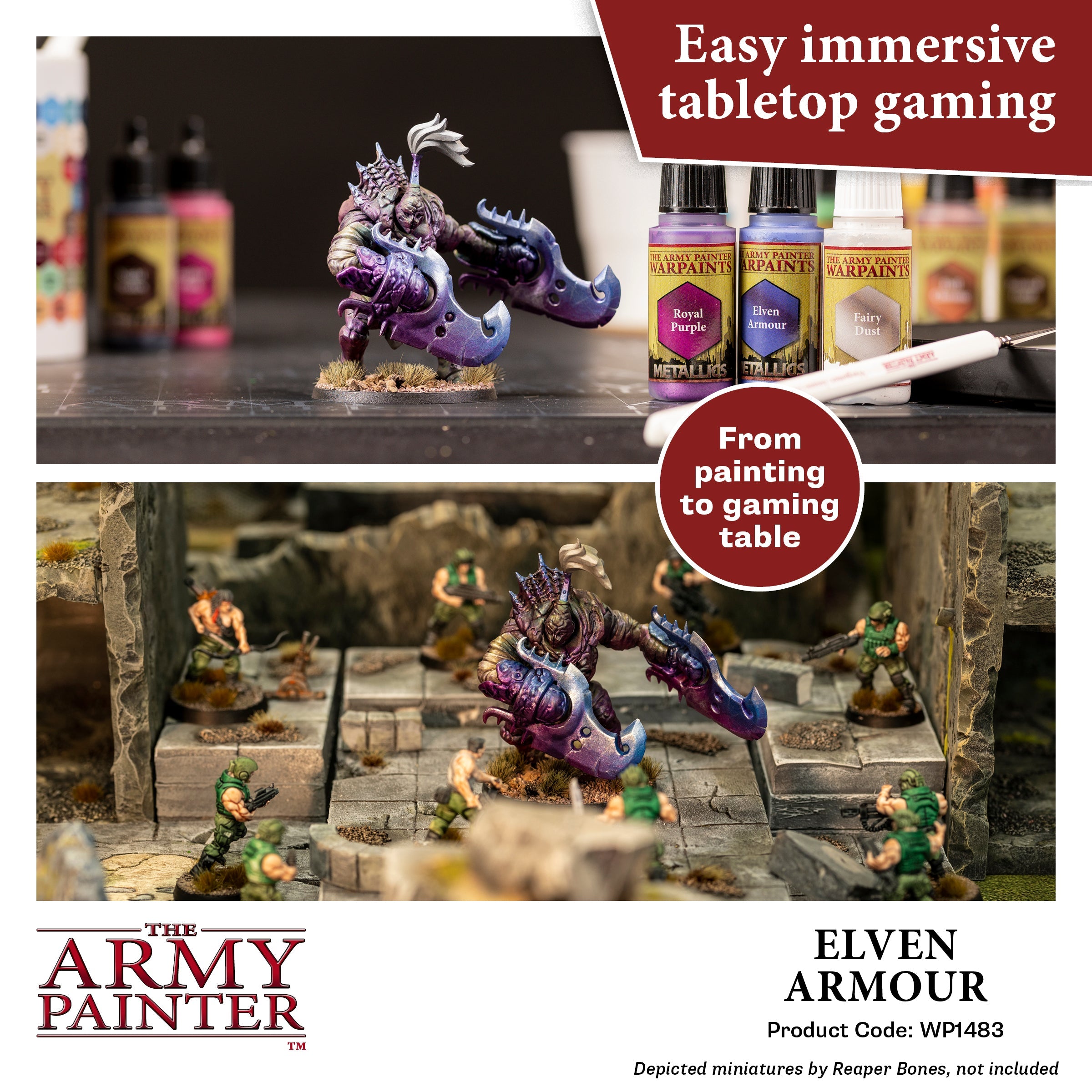 Warpaints Metallics: Elven Armor - Premium Metallic Paint for Miniature Figures & Fantasy Models - Perfect for Warhammer, D&D, and Tabletop Gaming